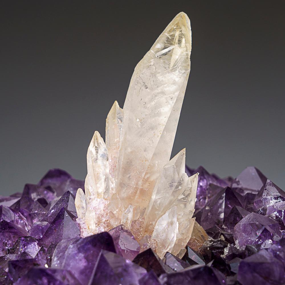 18th Century and Earlier Calcite on Amethyst cluster From San Eugenio, Artigas Dept., Uruguay For Sale