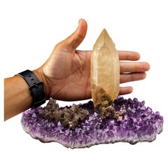 Calcite on Amethyst Cluster from Uruguay (7" Tall, 5lbs.)