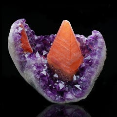 Calcite on Amethyst Cluster — Large Natural Mineral Specimen