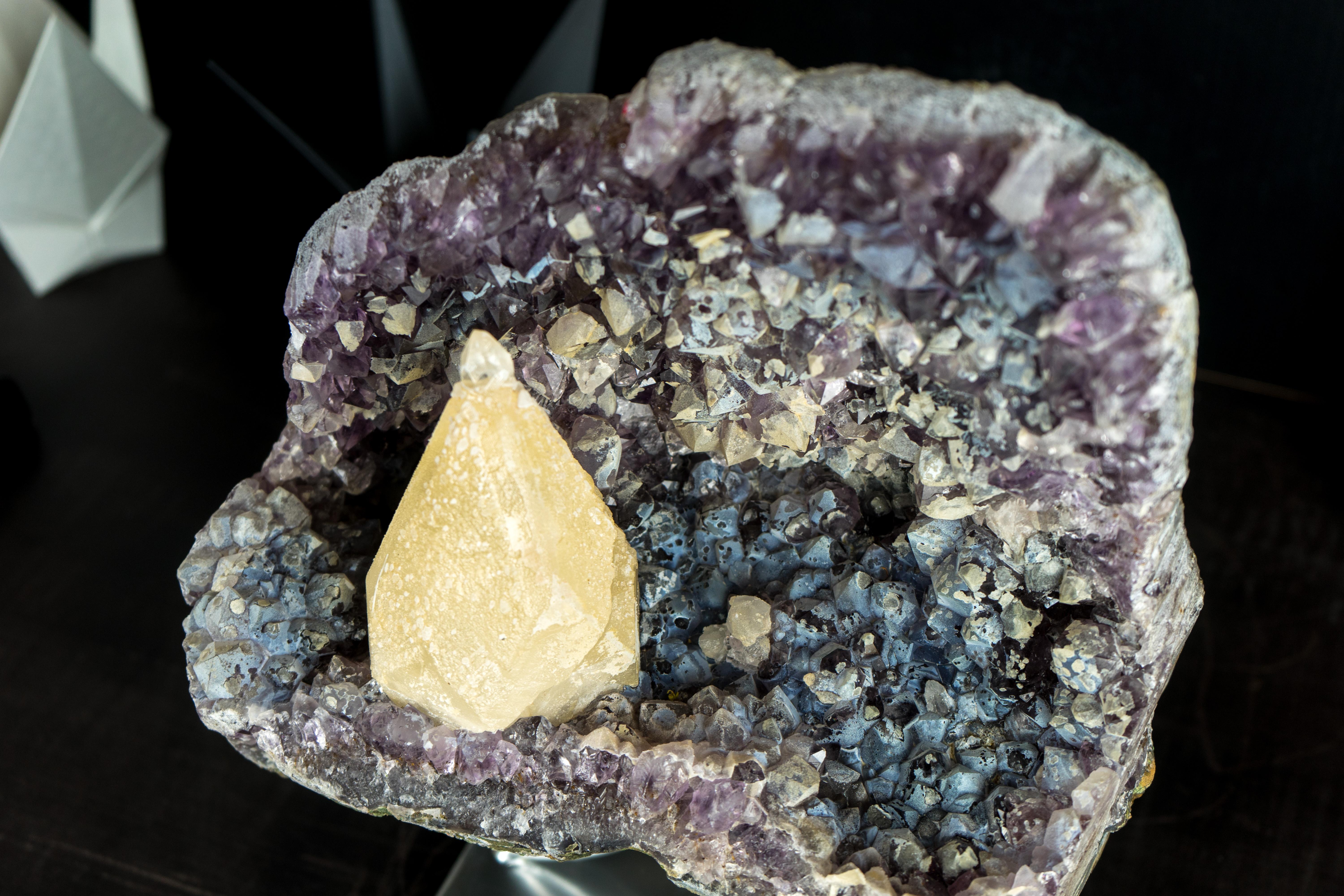 Calcite on Amethyst Specimen from the Toldinho Mine, Collector/Gallery Grade  For Sale 5