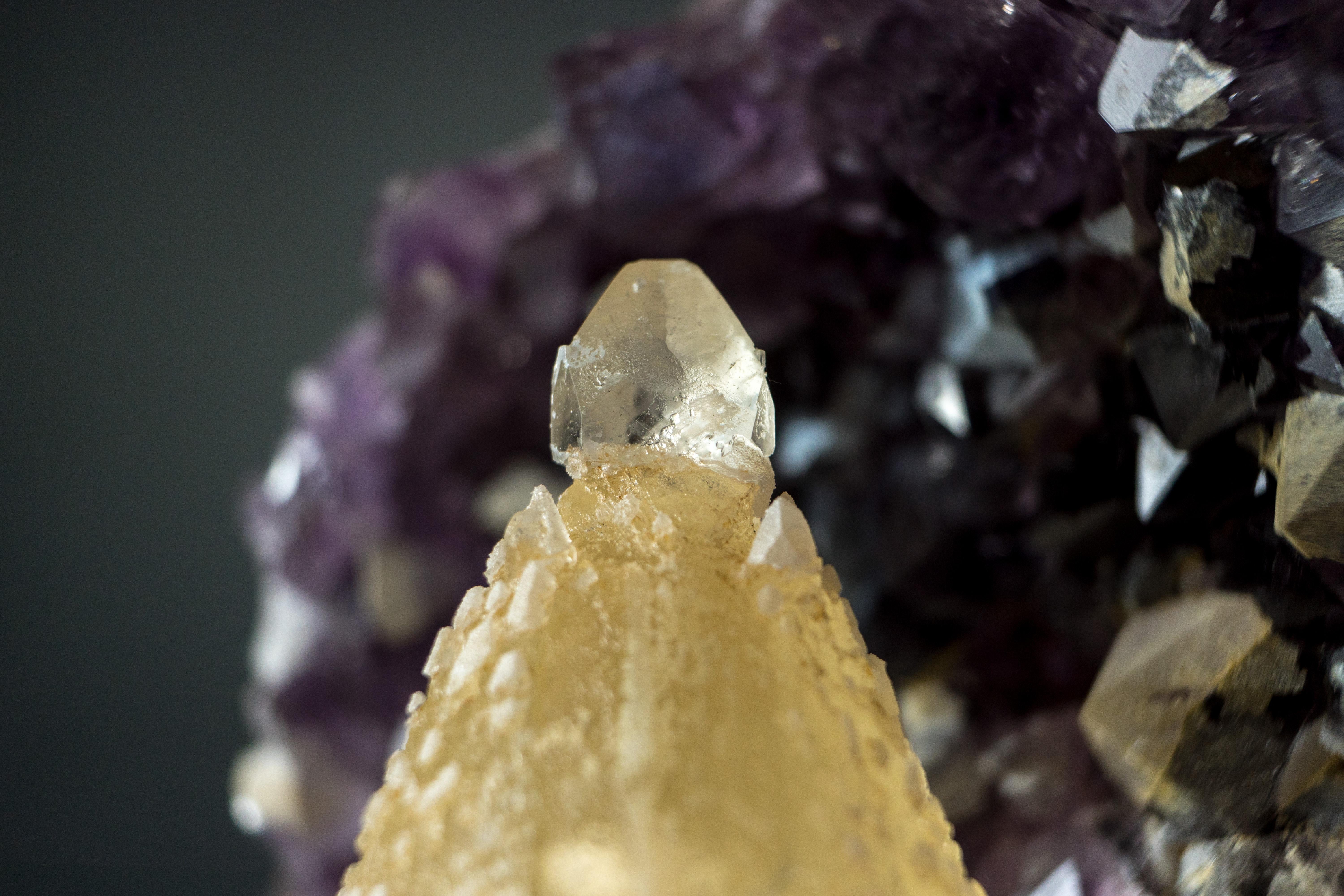 Agate Calcite on Amethyst Specimen from the Toldinho Mine, Collector/Gallery Grade  For Sale