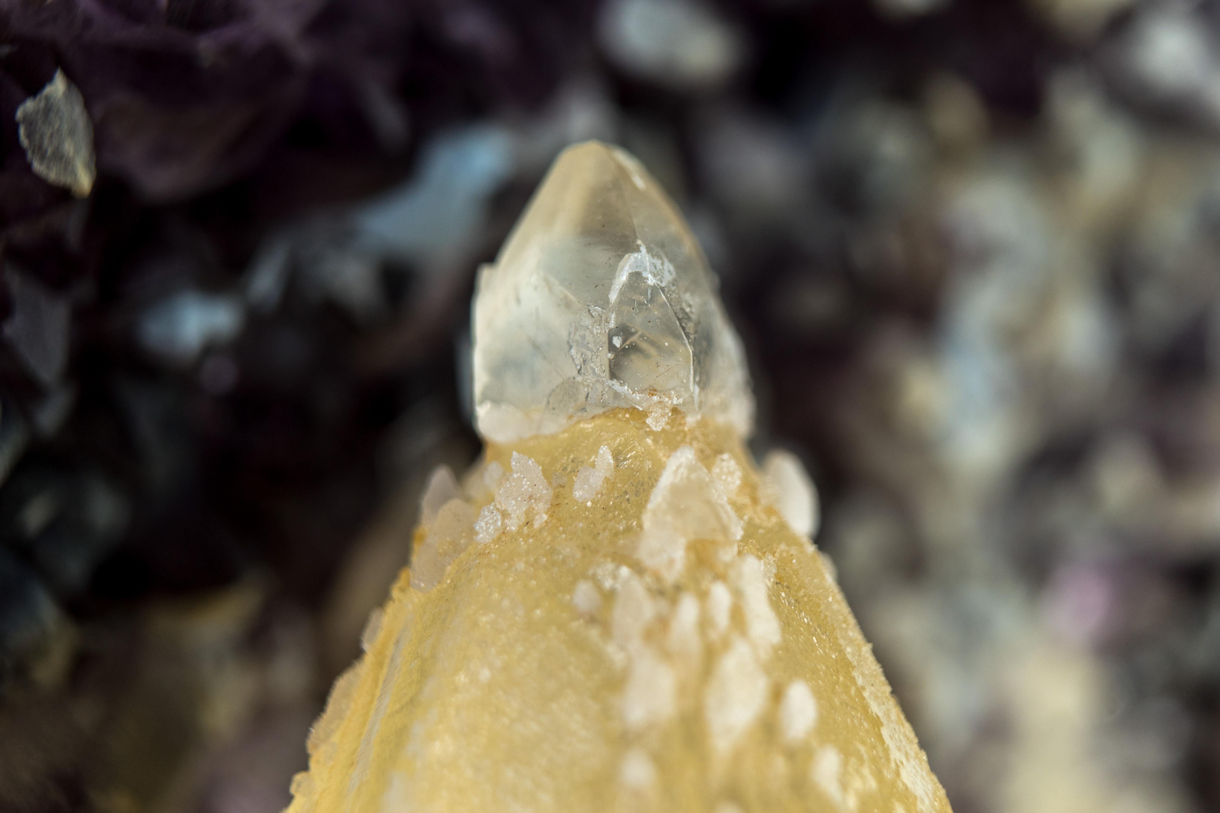 Calcite on Amethyst Specimen from the Toldinho Mine, Collector/Gallery Grade  For Sale 1