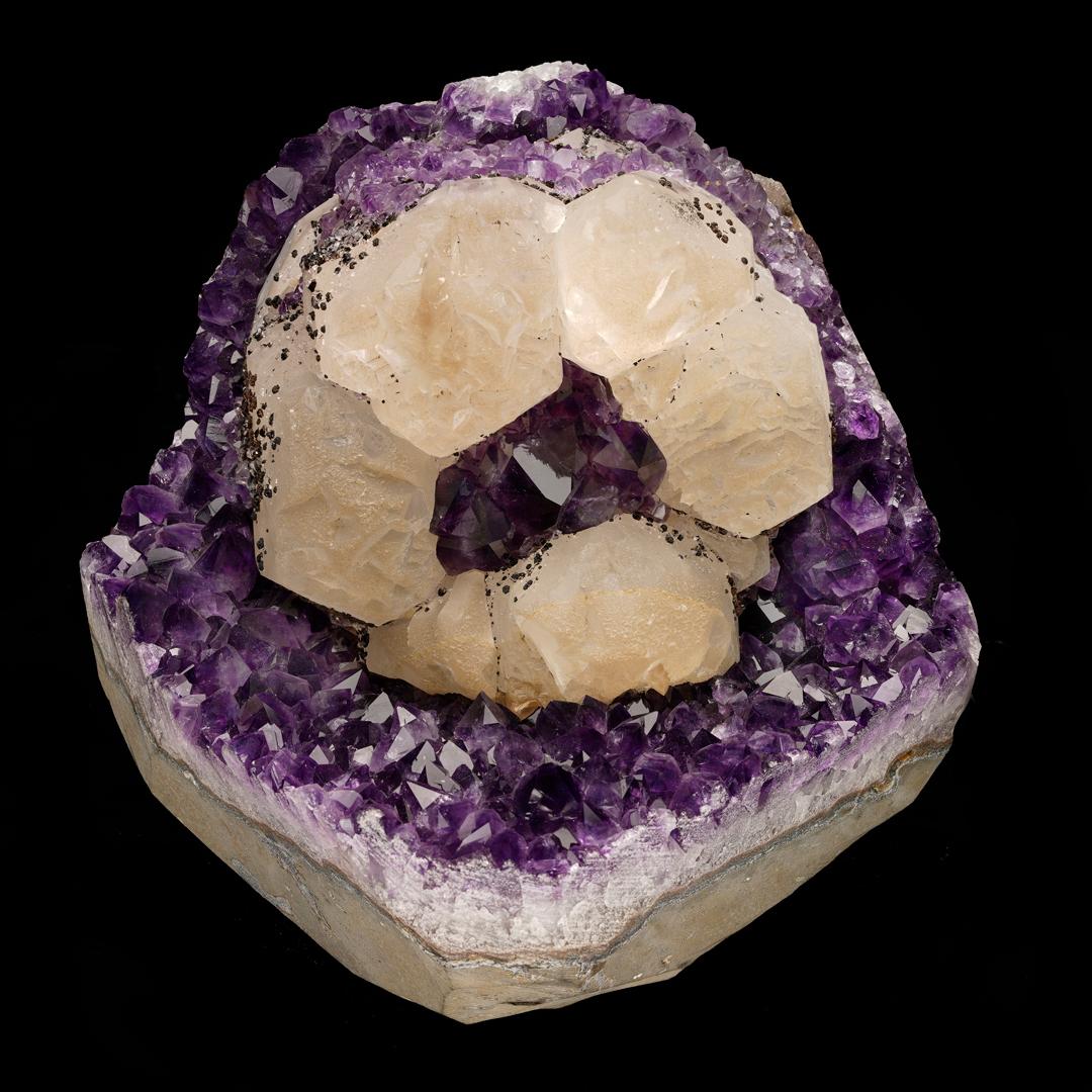 Calcite on Amethyst with Goethite For Sale 2