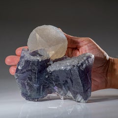 Calcite on Purple Fluorite from Xianghualing-Xianghuapu Mines, Hunan, China