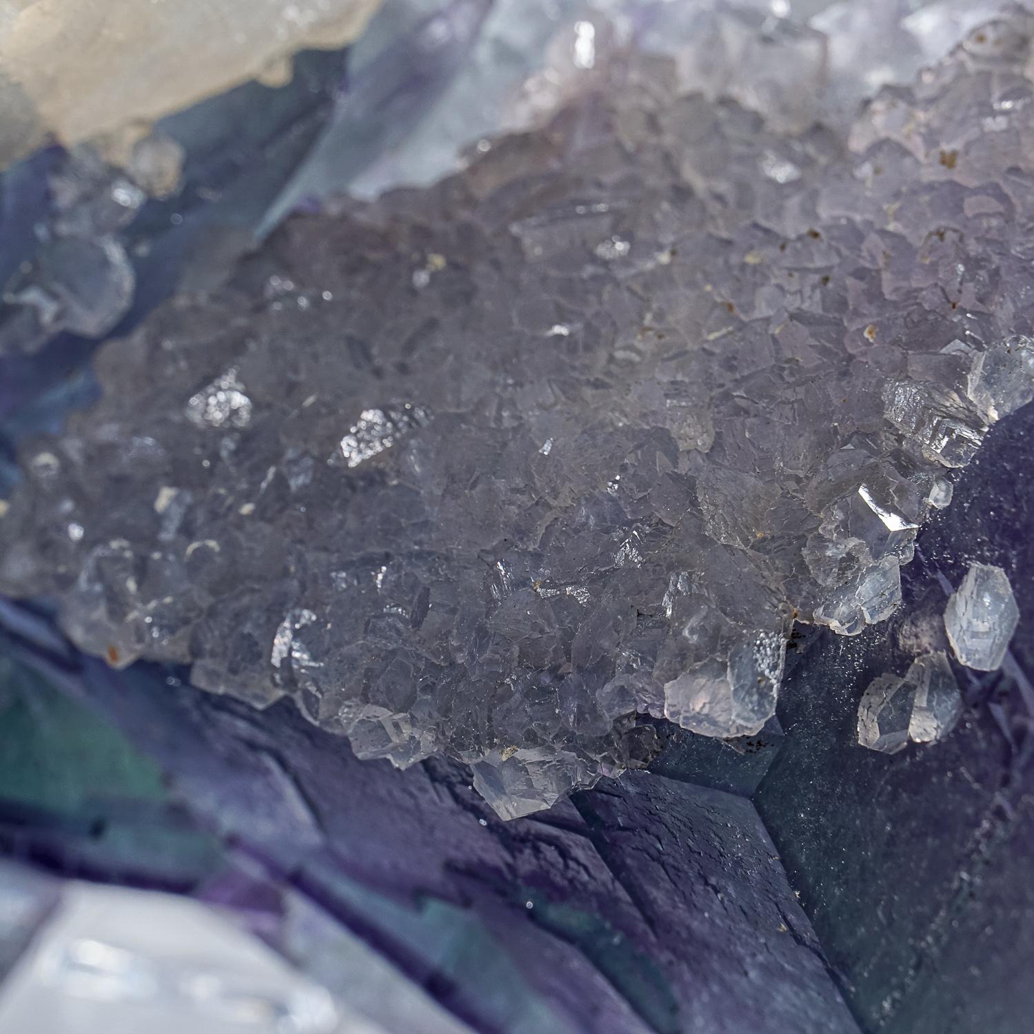 Quartz Calcite on Purple Fluorite from Xianghualing-Xianghuapu Mines, Hunan, China