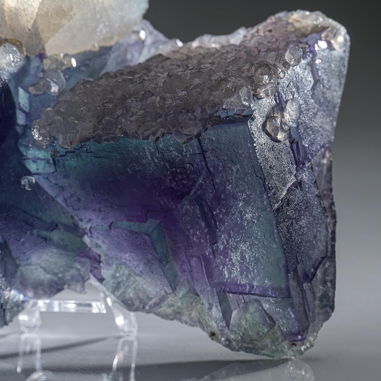 Calcite on Purple Fluorite from Xianghualing-Xianghuapu Mines, Hunan, China 2