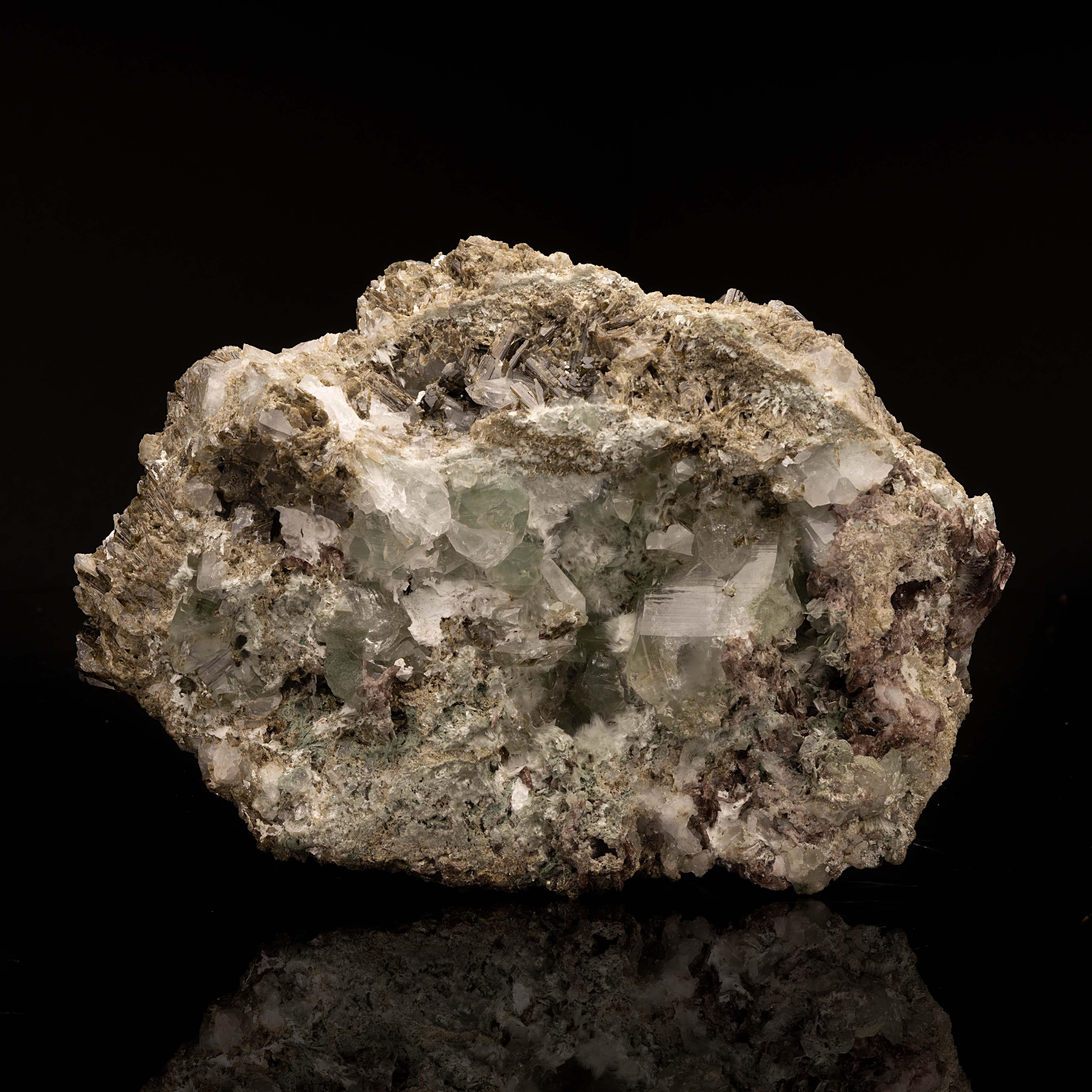 Contemporary Calcite with Epidote, Ferroaxinite, and Quartz From Pakistan For Sale