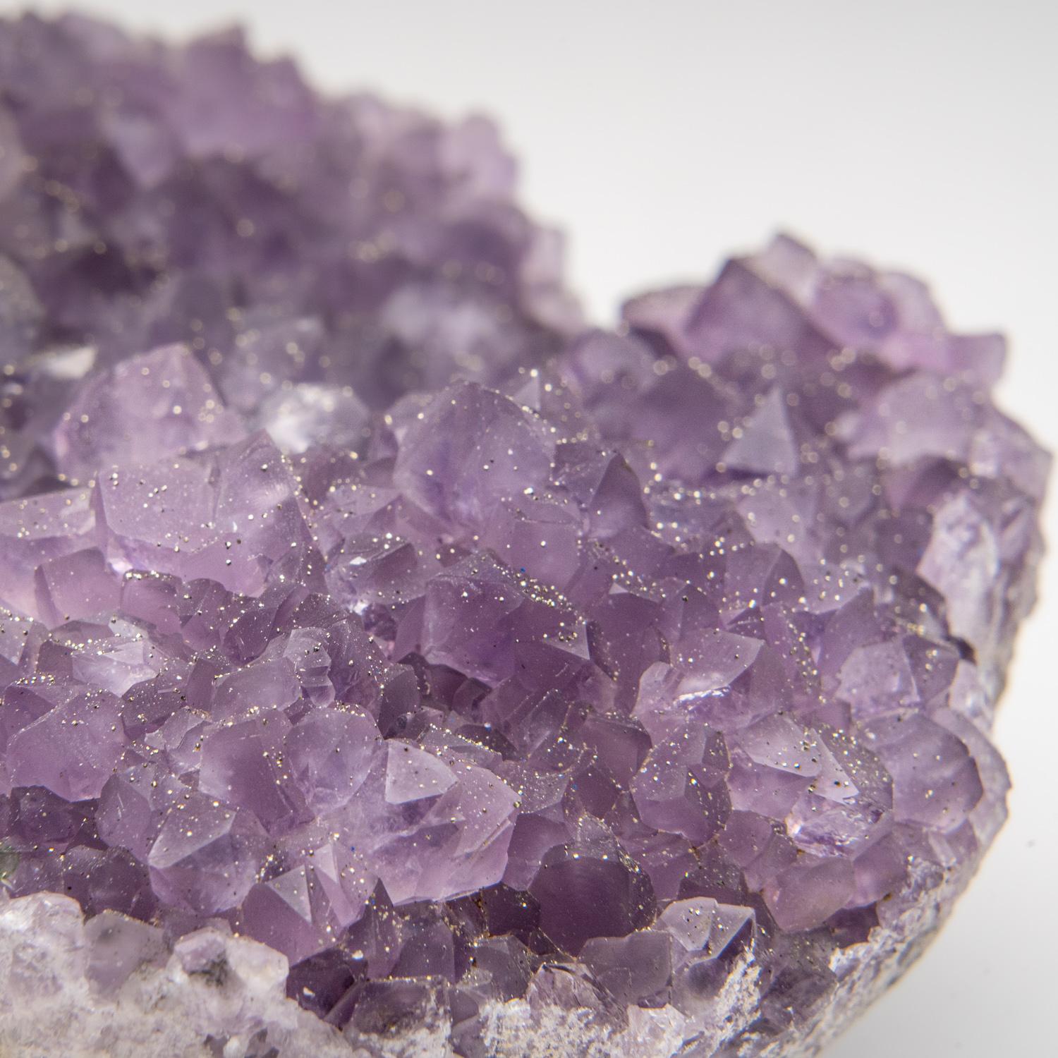 Calcite with Pyrite on Amethyst from San Eugenio, Artigas Dept., Uruguay For Sale 5