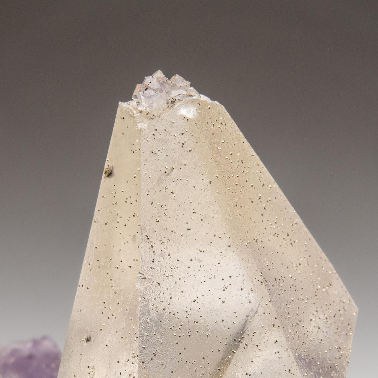 Calcite with Pyrite on Amethyst from San Eugenio, Artigas Dept., Uruguay For Sale 6