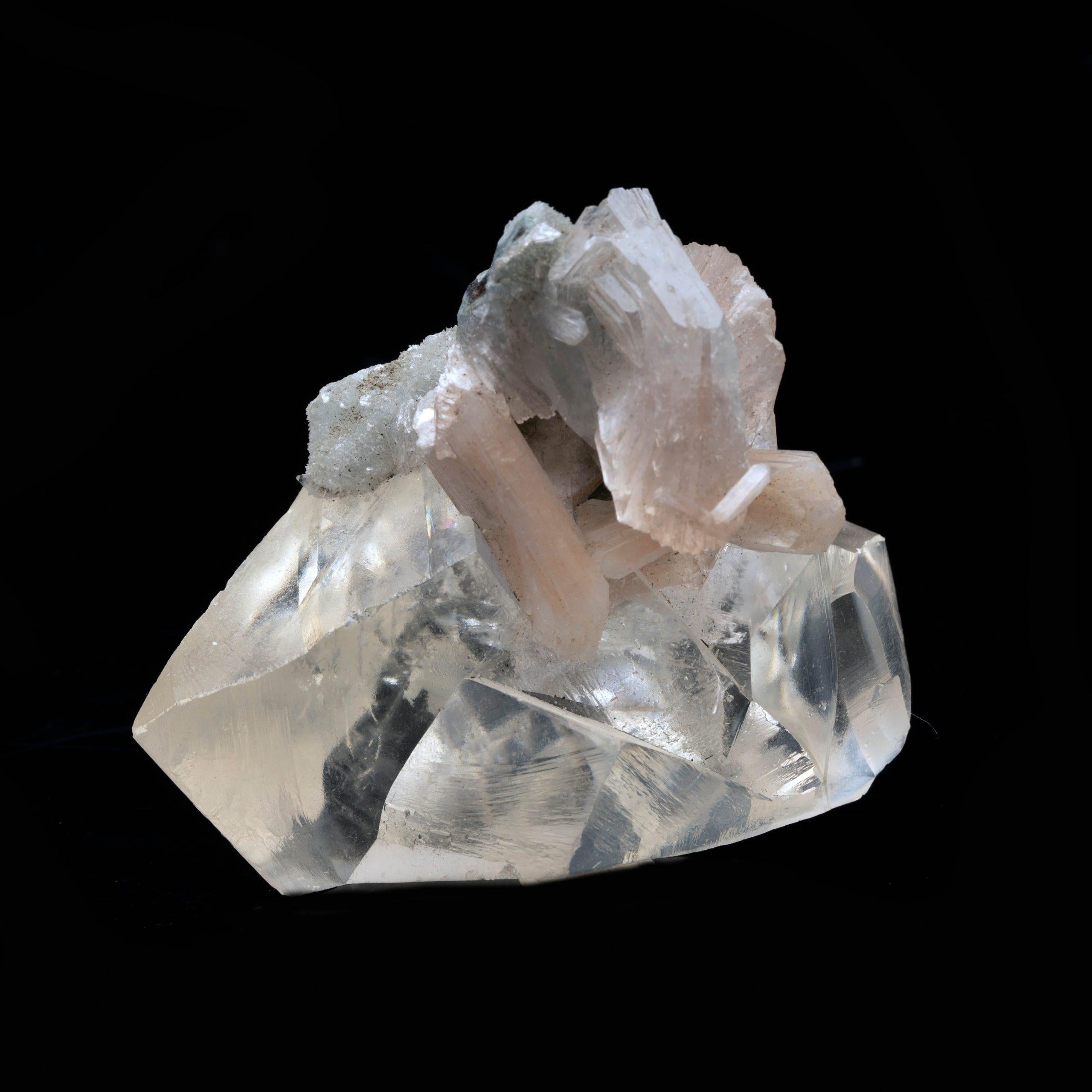 Indian Calcite With Stilbite and Green Heulandite From India For Sale