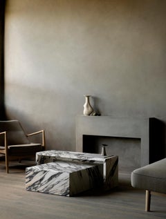 Calacatta Viola Plinth Table with matching Bridge Table - Set of Two