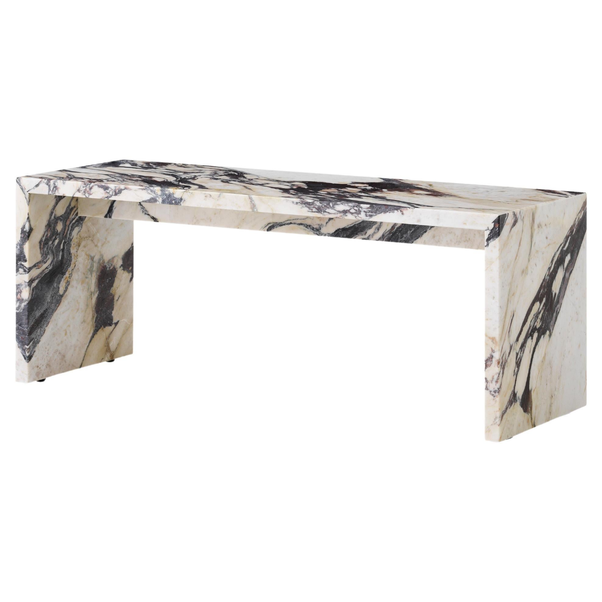 Calacatta Viola Plinth Table with matching Bridge Table - Set of Two  For Sale