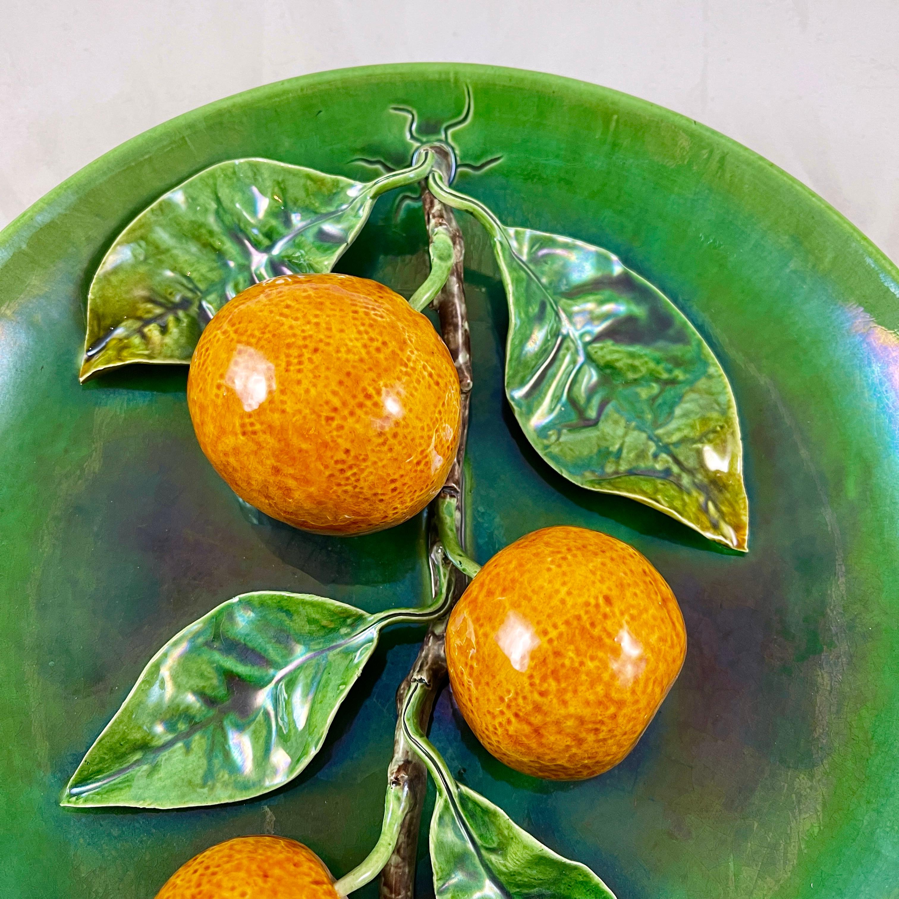 Glazed Caldas Bordallo Pinheiro Portuguese Palissy Ware Oranges Trompe l'Oeil Plaque