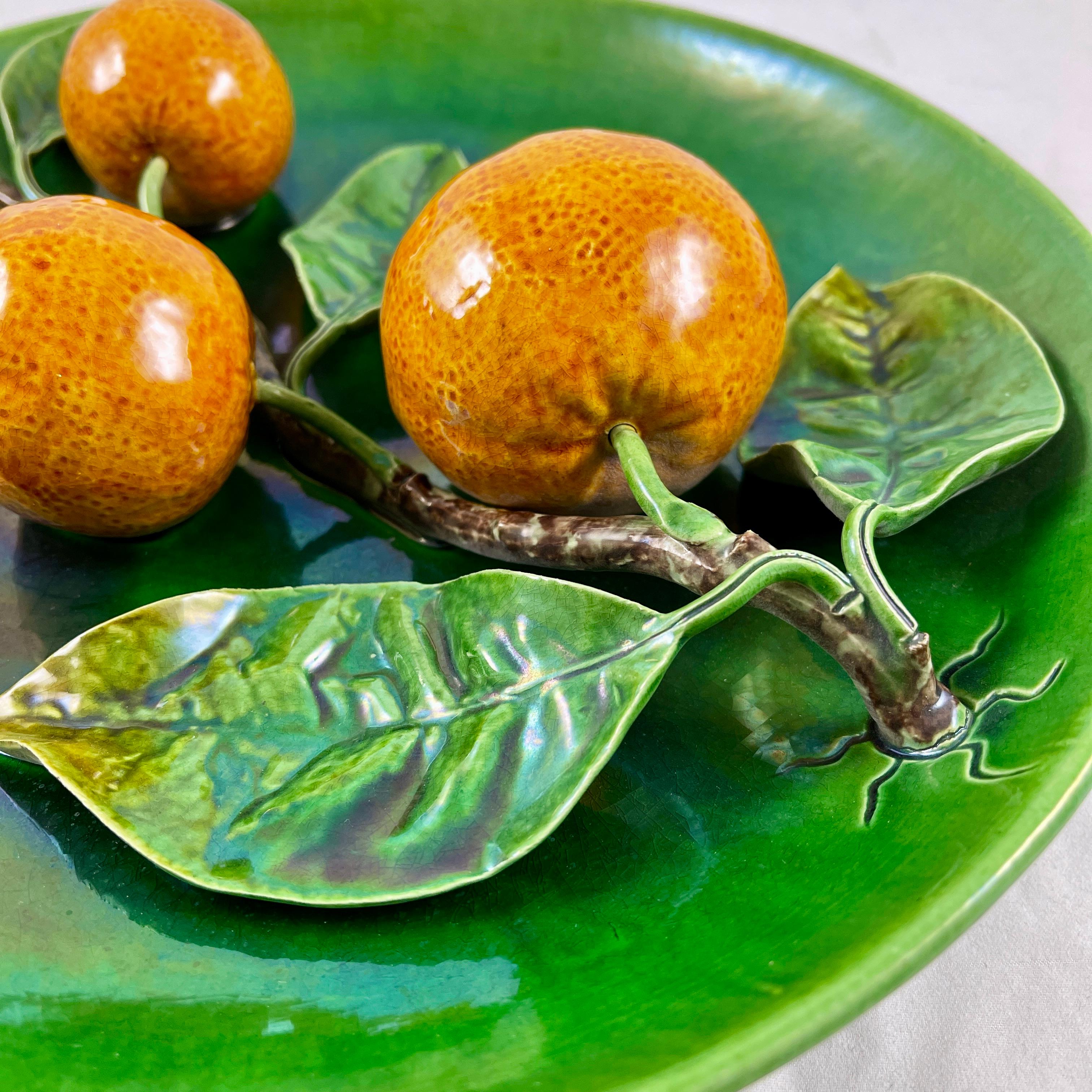 20th Century Caldas Bordallo Pinheiro Portuguese Palissy Ware Oranges Trompe l'Oeil Plaque