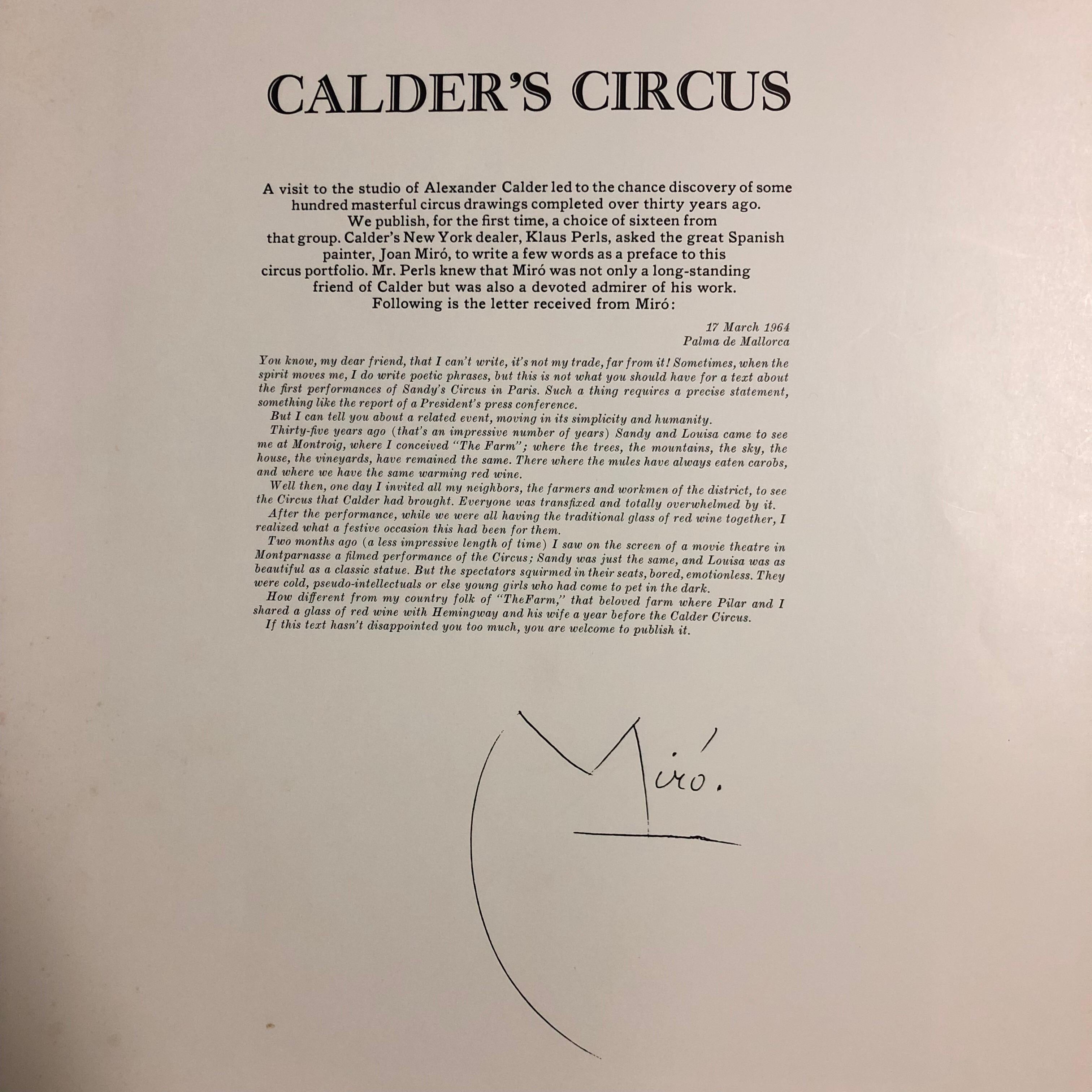 Calder circus, complete Set of 16 lithographs after the original drawings.