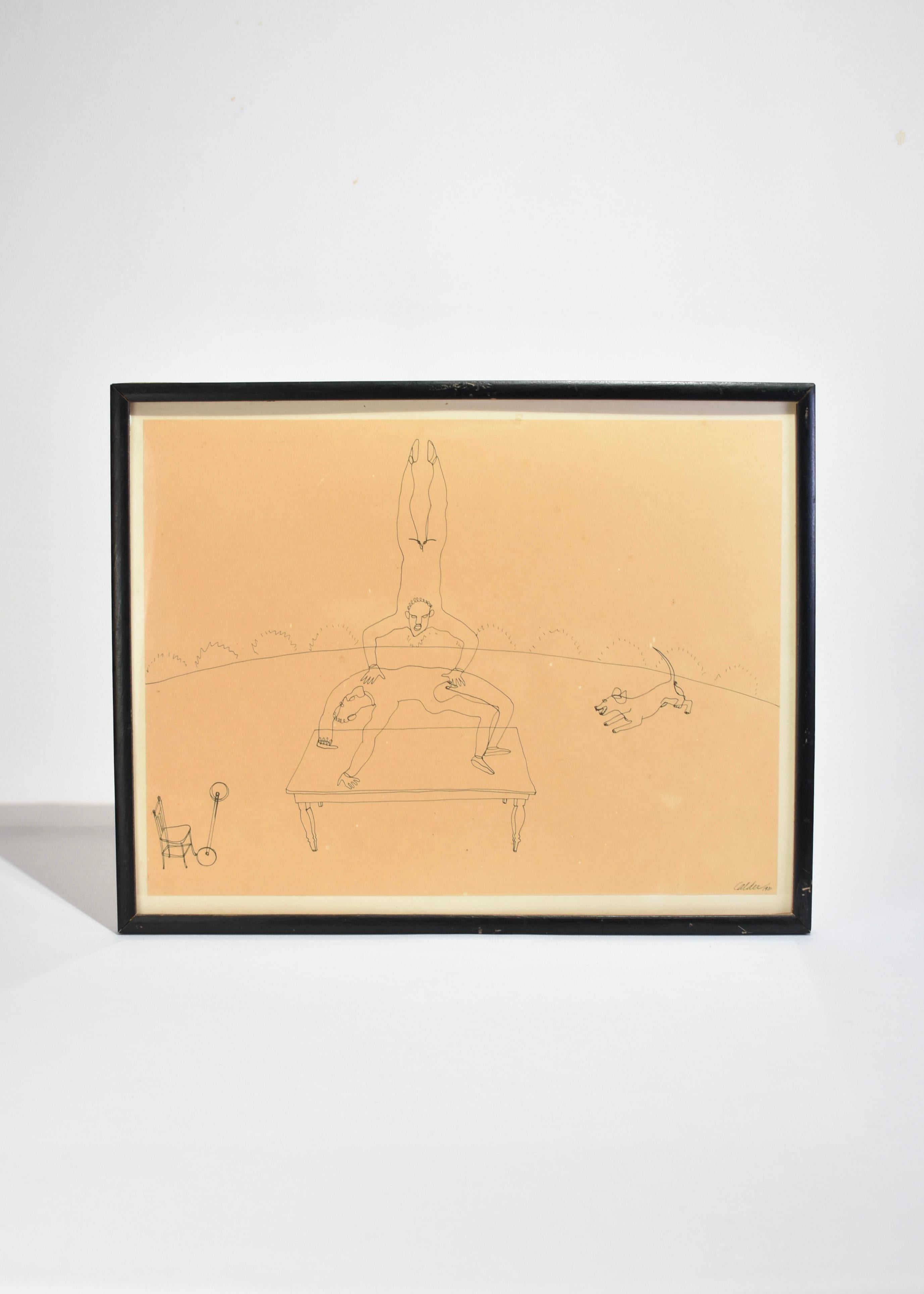 Framed offset lithograph from Alexander Calder's Circus, originally printed in 1964 by Art in America with Perls Galleries New York. Rare limited edition of 100.

Each lithograph is framed with a bar on backside for wall hanging and signed in the