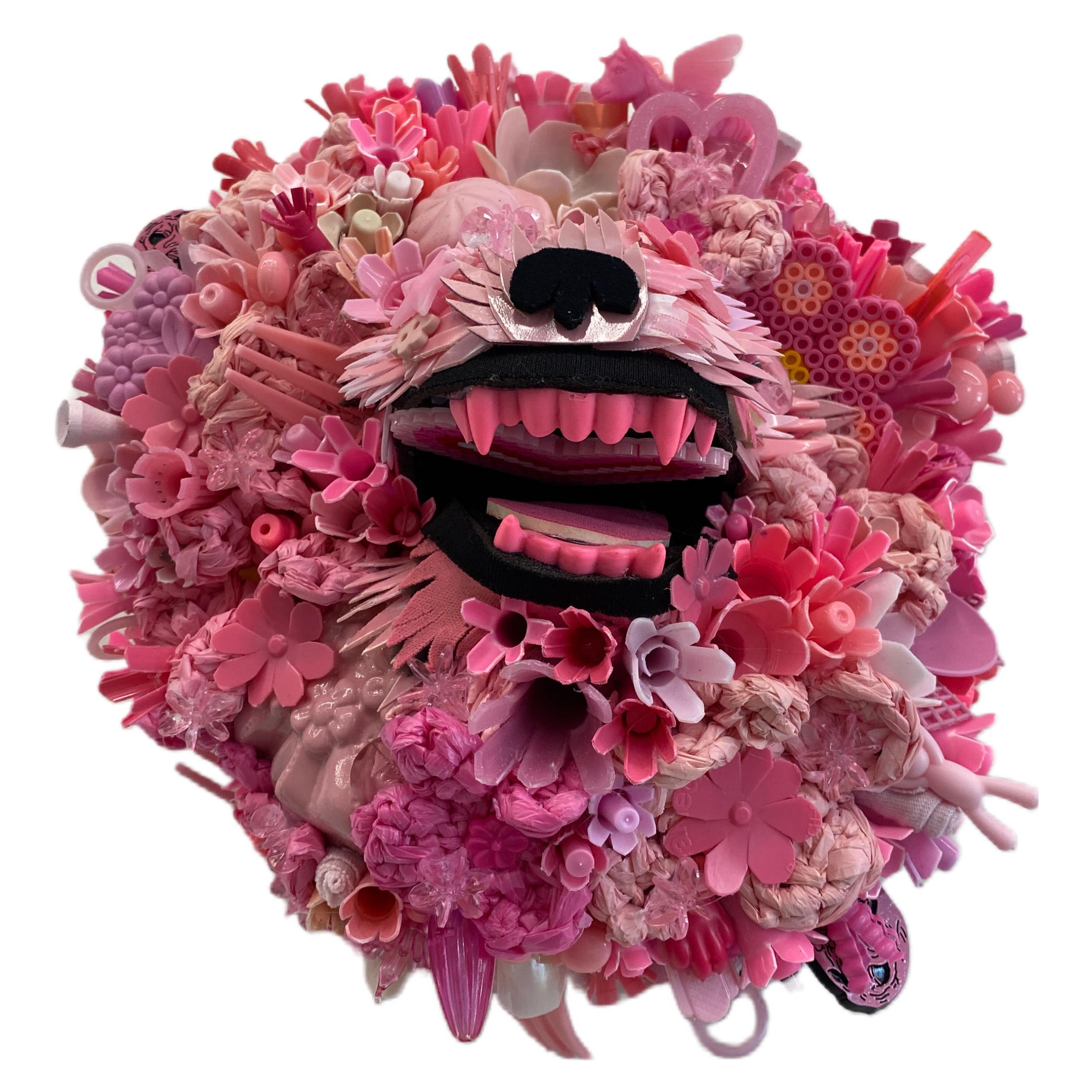 Hydrangea Hound, Blush, Contemporary Animal Sculpture, Recycled Materials  For Sale 2