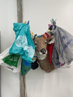 Plastic Planet Stag, Contemporary sculpture, Assemblage, Found Objects, Plastic