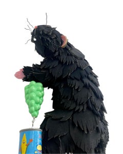 Rubbish Rat, Contemporary Figurative Wall Sculpture, Recycled Material Assemblage