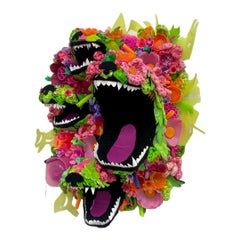 Snapdragons, Contemporary Figurative Wall Sculpture, Recycled Material Assemblage