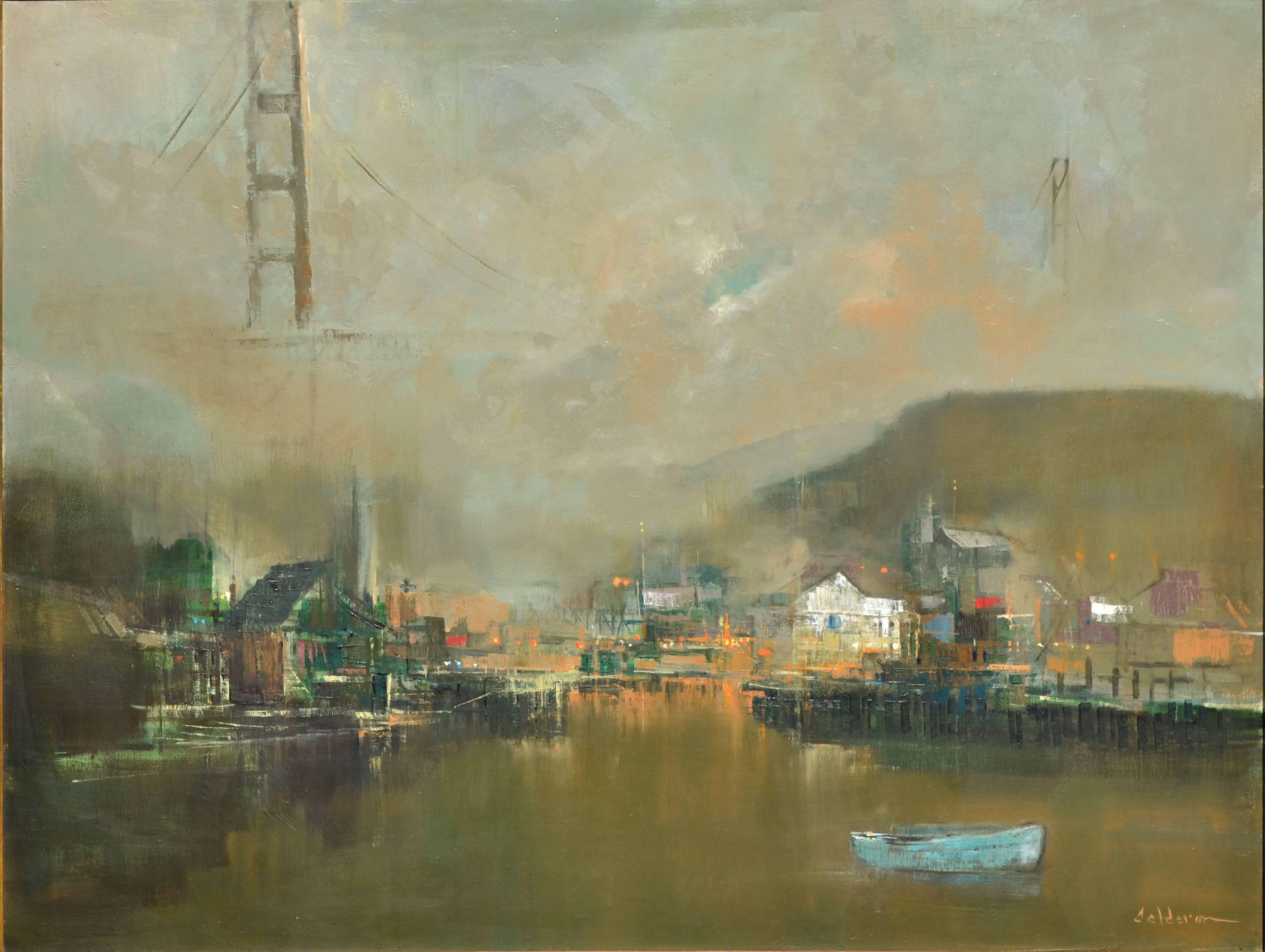 Vintage Sausalito Landscape -- Golden Gate - Painting by Calderon