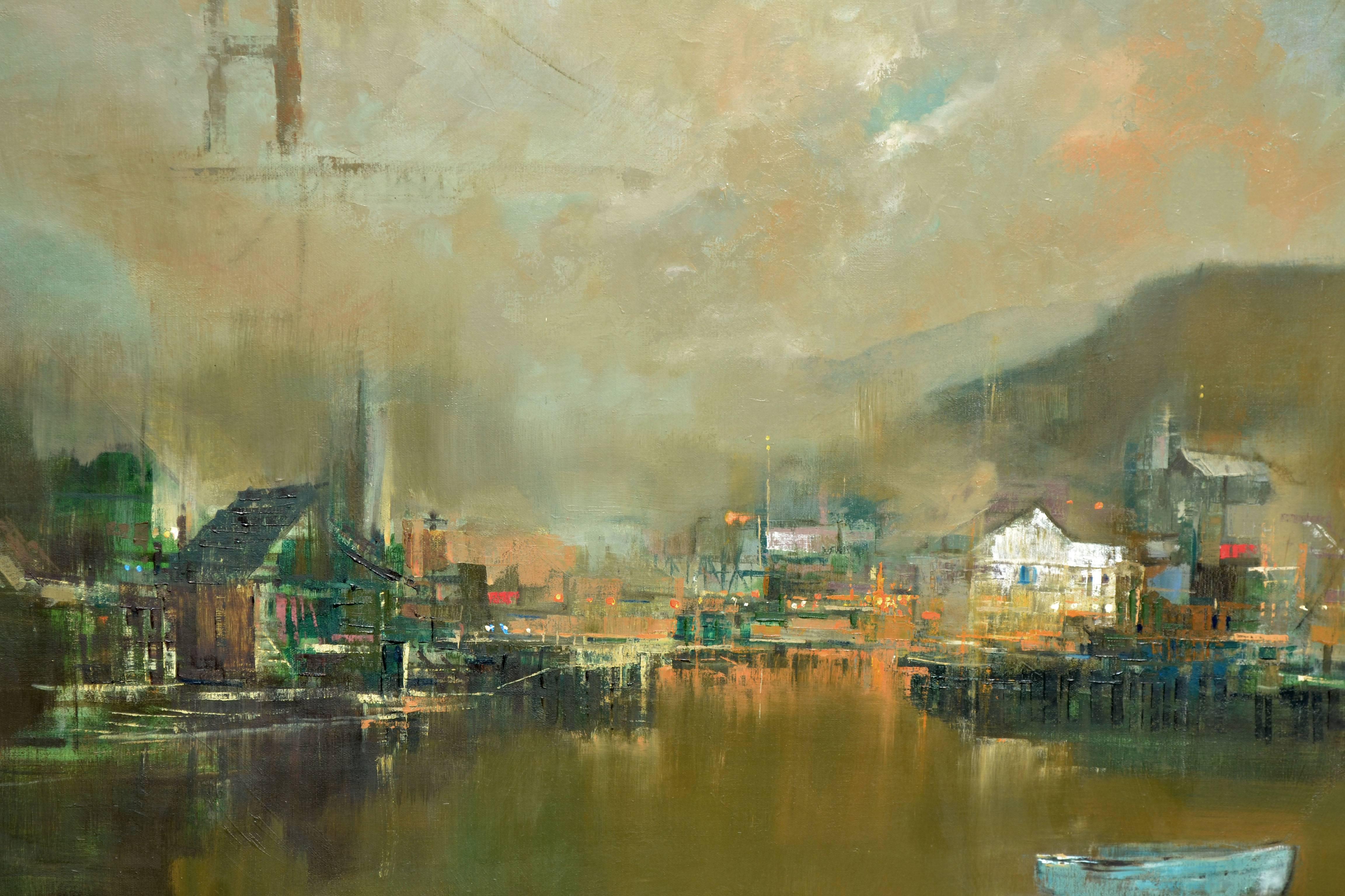 Paesaggio vintage di Sausalito -- Golden Gate - Painting Contemporaneo di Calderon