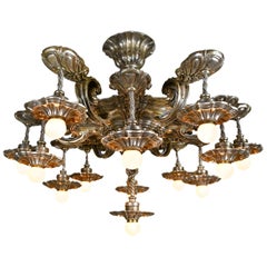 Antique Caldwell 13 Light Silver Plated Chandelier