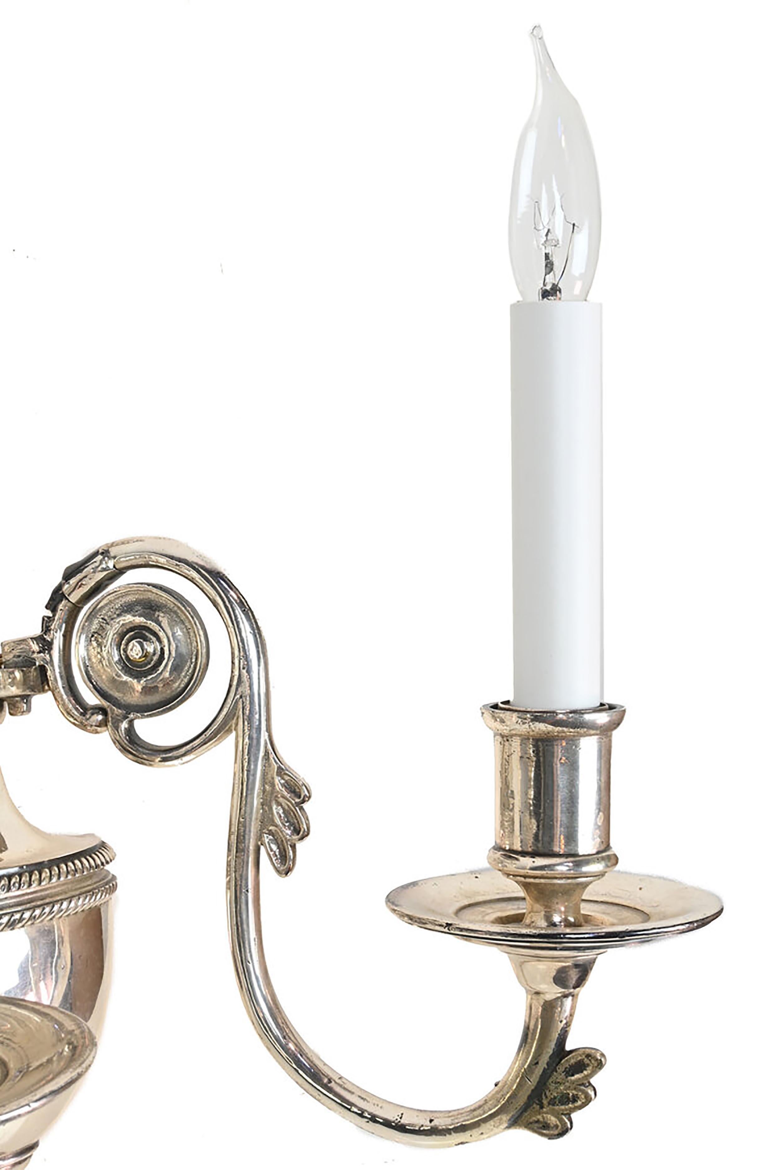 Early 20th Century Caldwell Early 20th C. Silver 3 Candle Wall Sconces