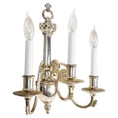 Caldwell Early 20th C. Silver 3 Candle Wall Sconces