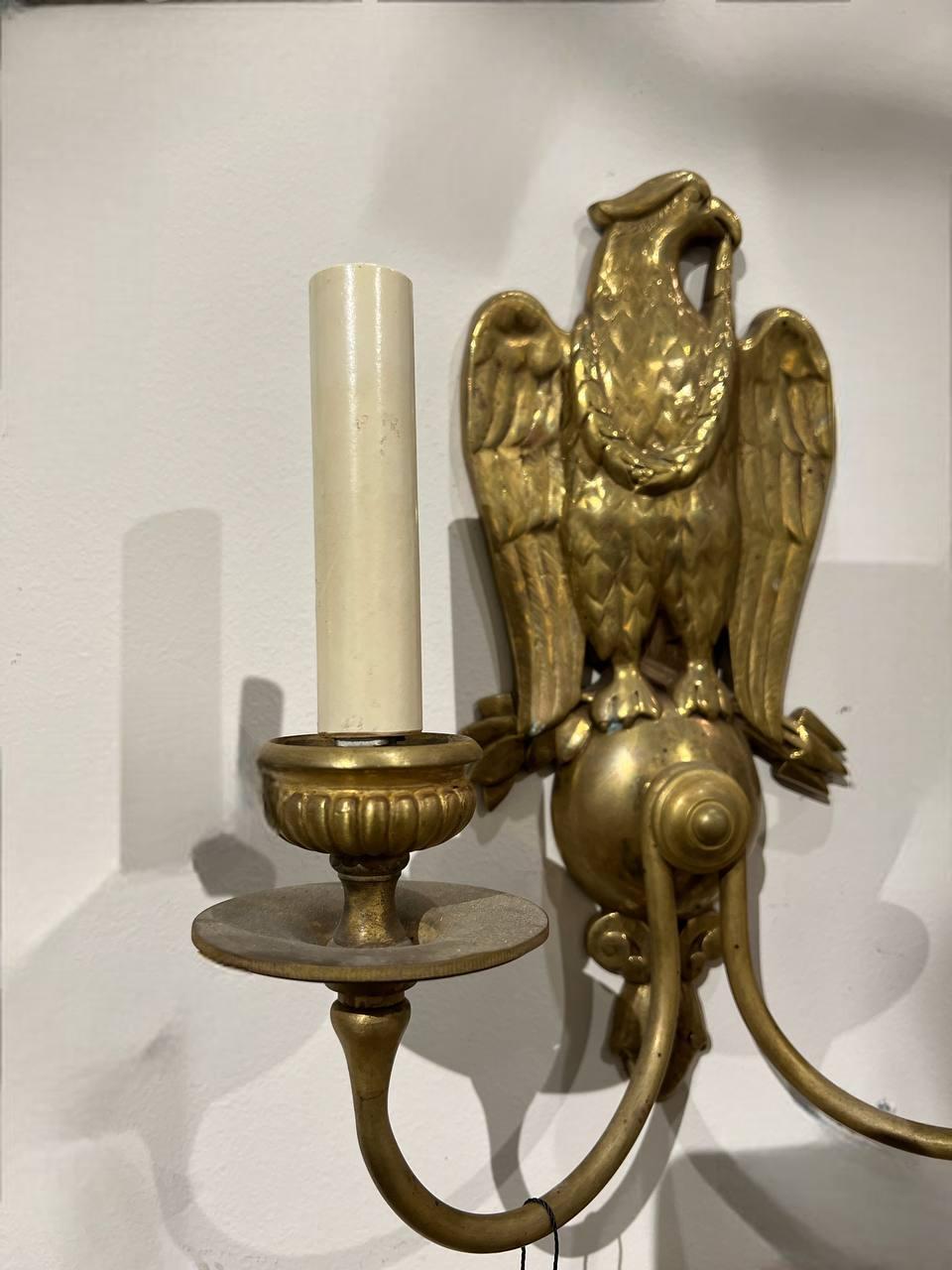 American Caldwell Federal Style Eagle Sconces For Sale