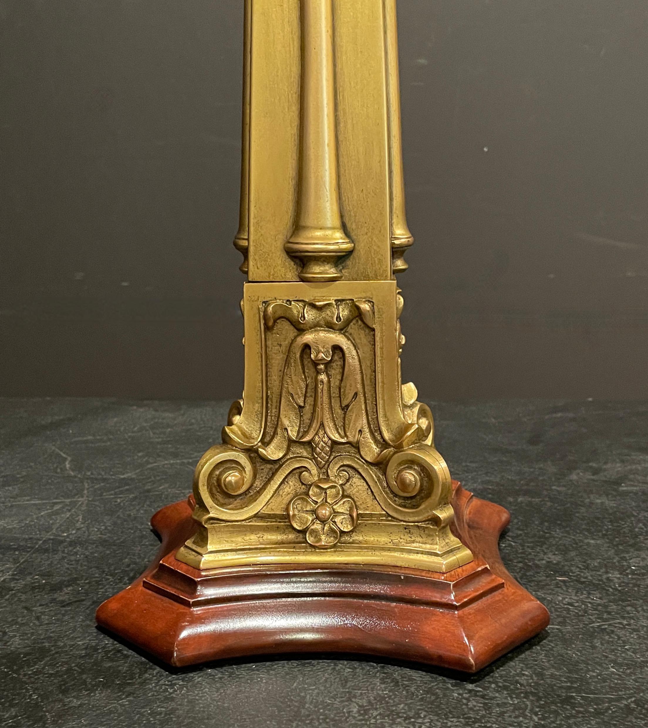 Gold Plate Gilt Bronze and Cut Glass Lamp By Caldwell With Lion Masks