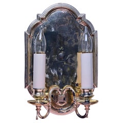 Caldwell Mirror Polished Silver Plate Two Arm Sconce