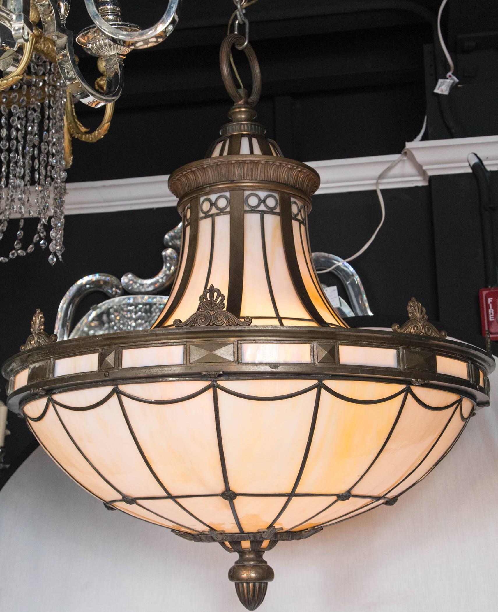Caldwell Neoclassic Style Light Fixture with Interior Lights For Sale 3