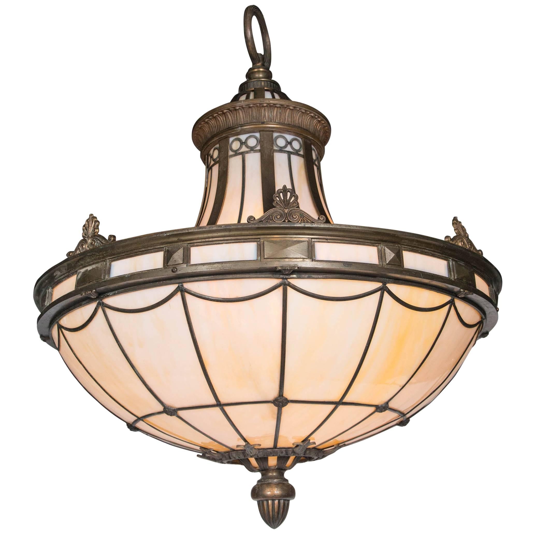Caldwell Neoclassic Style Light Fixture with Interior Lights For Sale