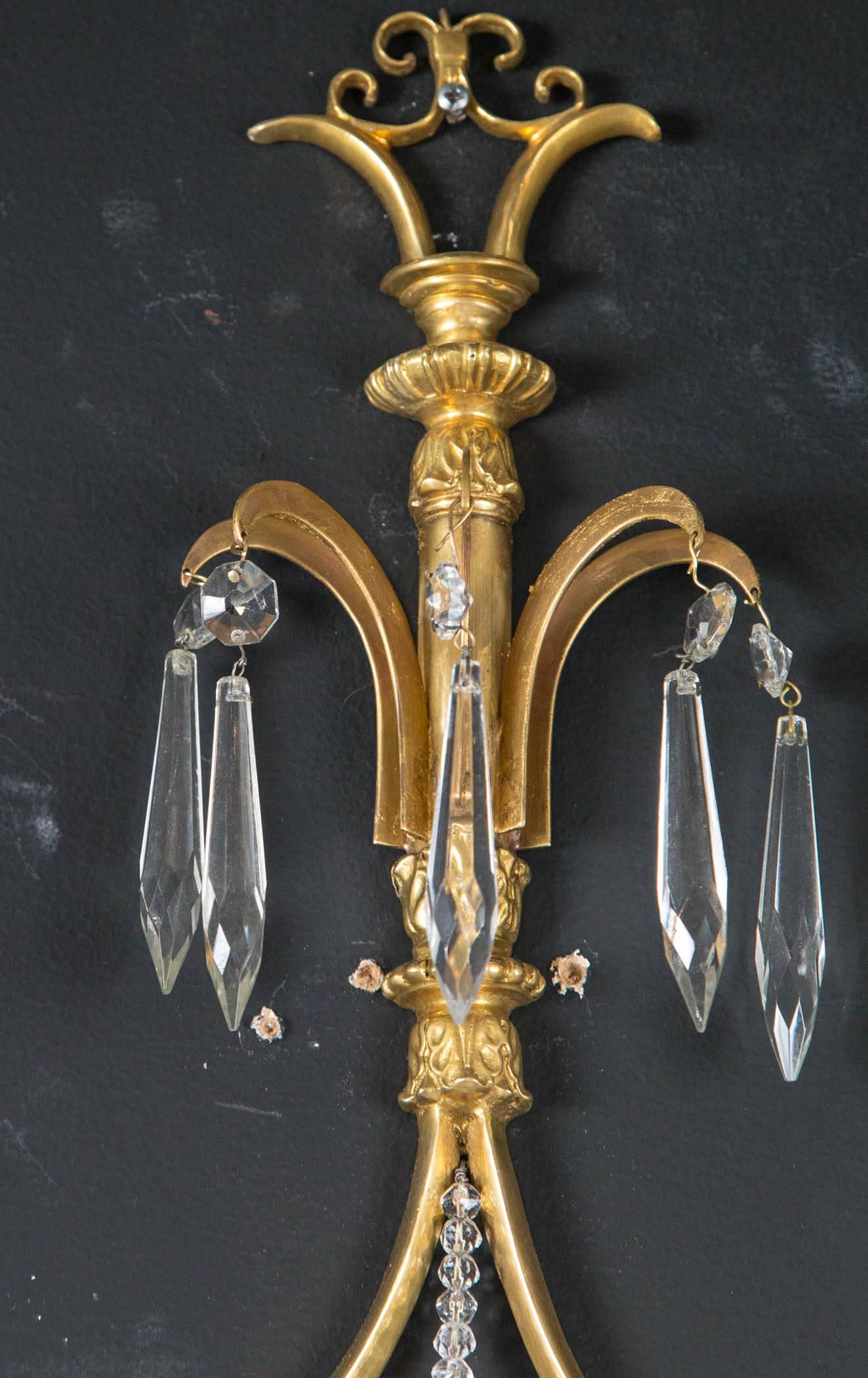 Caldwell Sconces with Crystal Hangings, Set of Eight For Sale 1