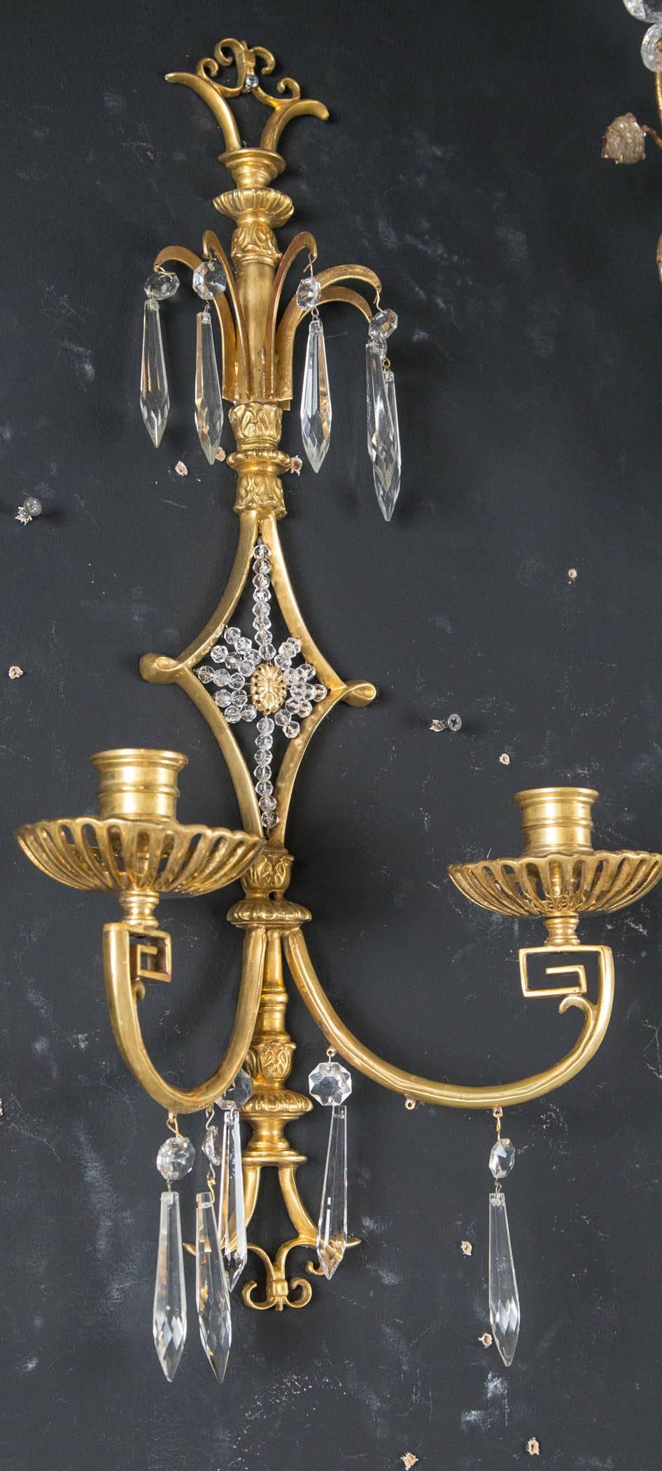 Caldwell Sconces with Crystal Hangings, Set of Eight For Sale 2