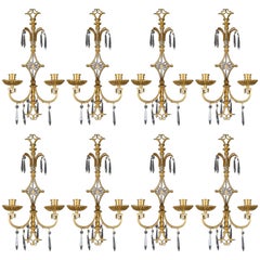 Caldwell Sconces with Crystal Hangings, Set of Eight