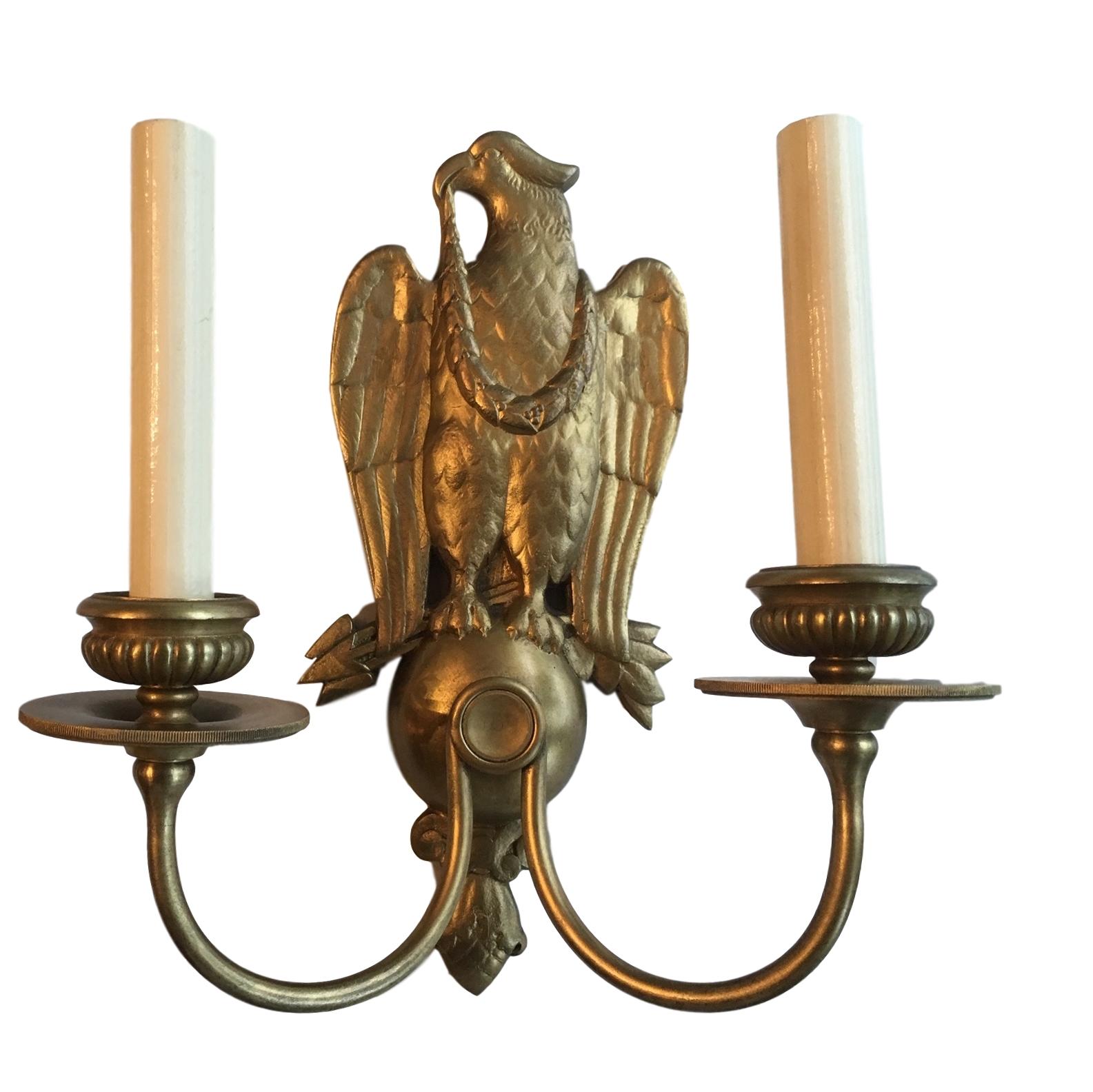 Caldwell Sconces with Eagle Motif In Good Condition In New York, NY