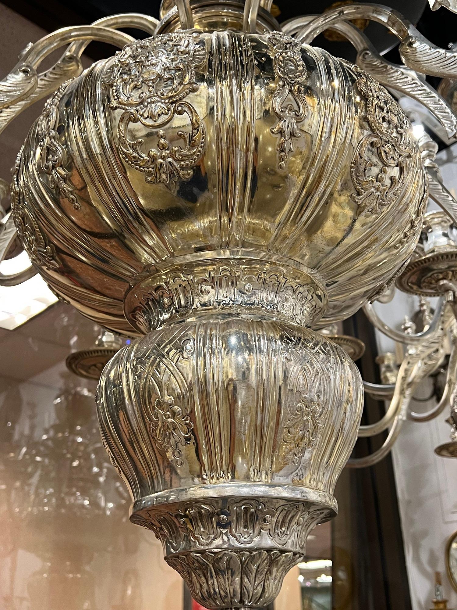 Early 20th Century Caldwell Silver Plated 16 Light Chandelier, Circa 1900