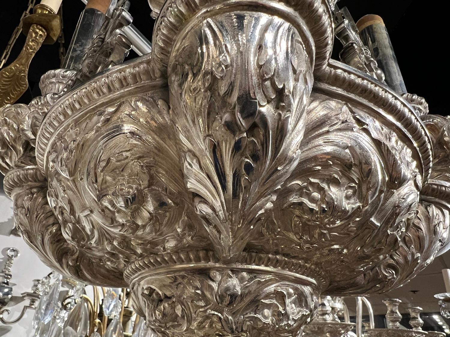 American Classical Caldwell Silver Plated Chandelier, Circa 1900