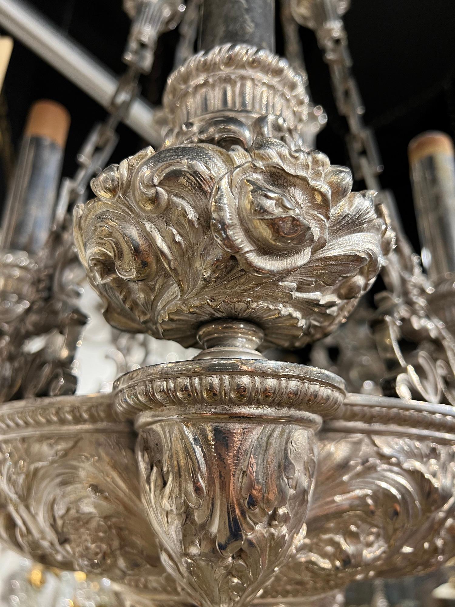 Early 20th Century Caldwell Silver Plated Chandelier, Circa 1900