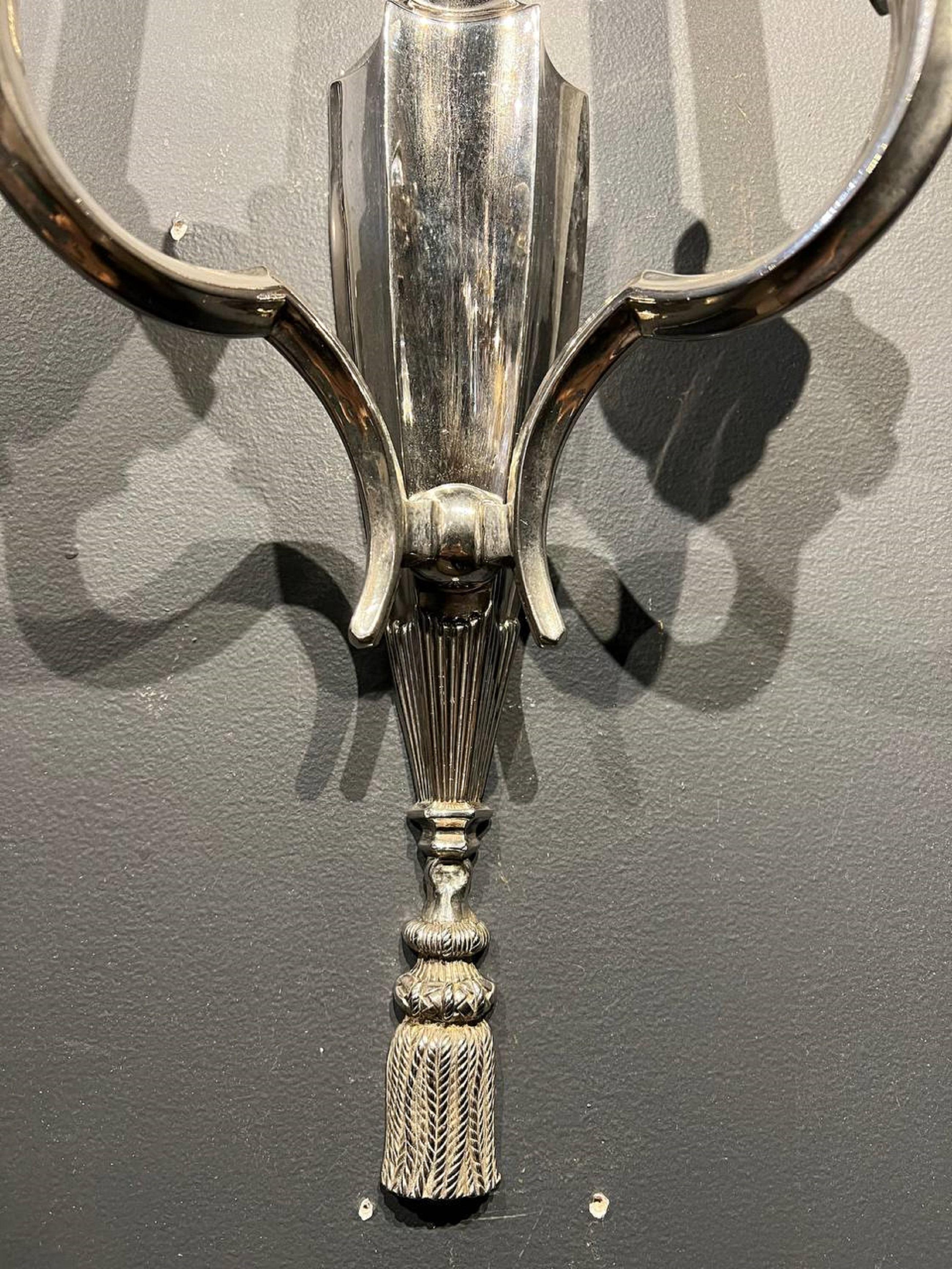 Caldwell Silver Plated Sconces In Good Condition In New York, NY