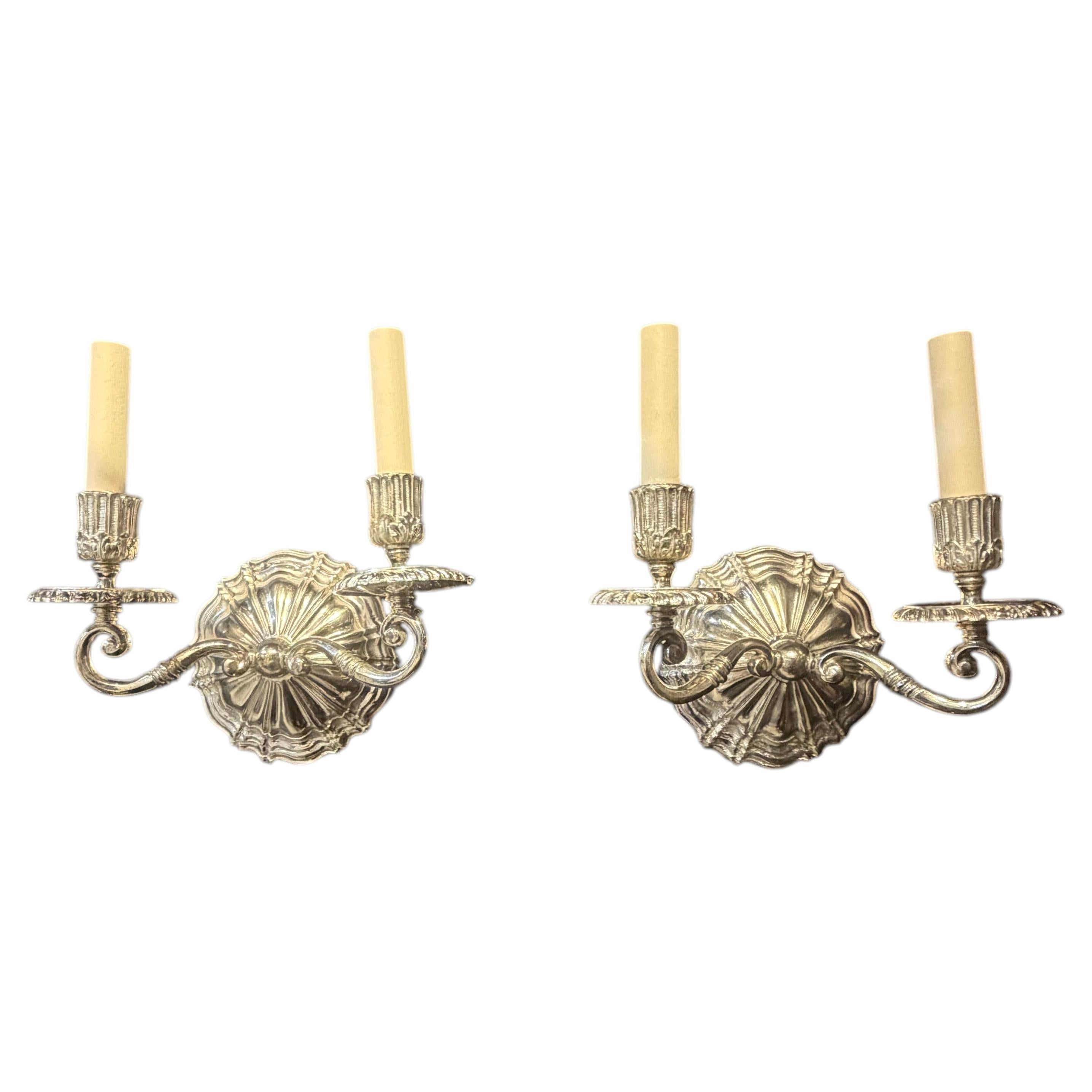 1900 Caldwell Silver Plated Sconces Two Lights