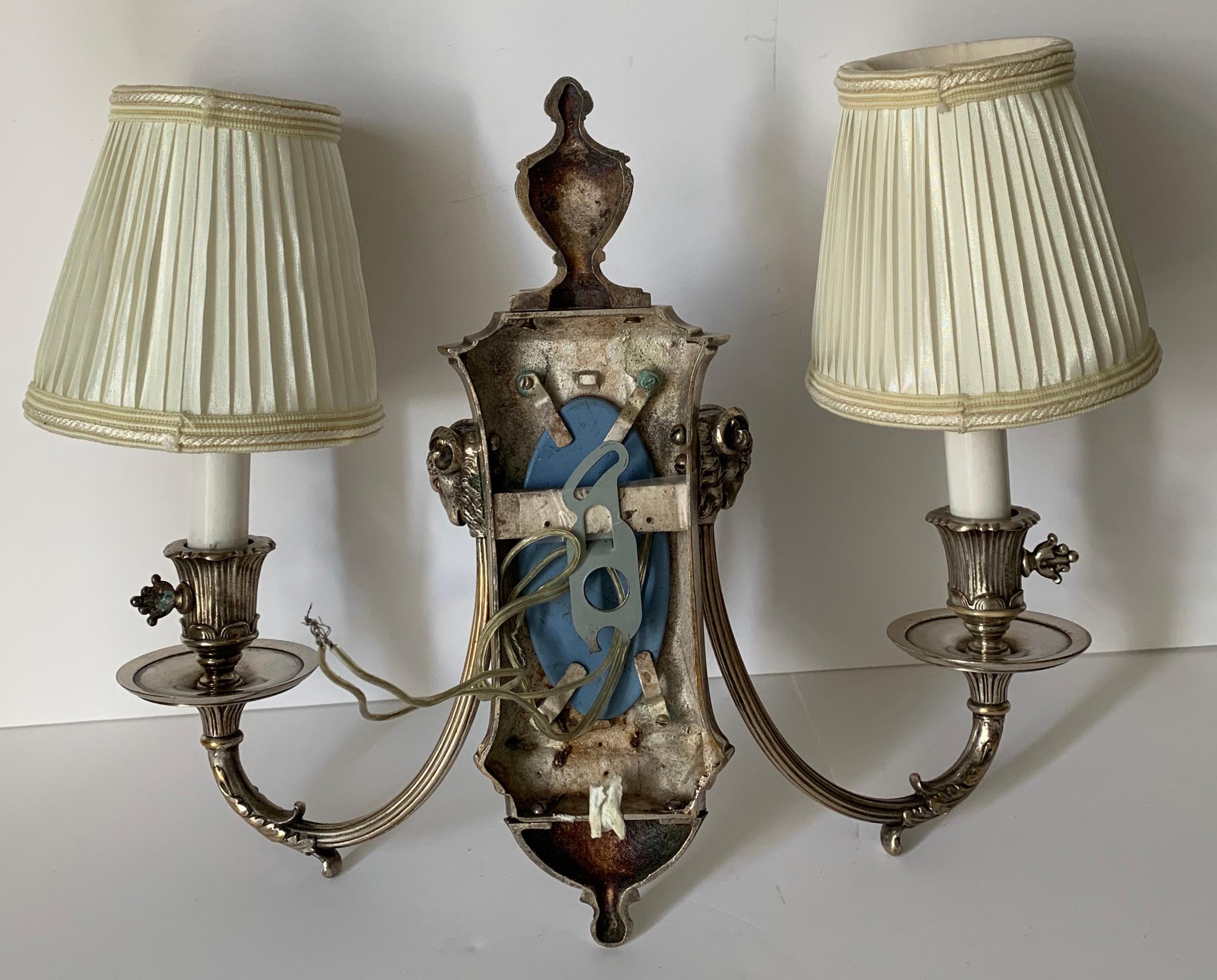 Caldwell Wedgwood Jasperware and Silver Plated Bronze Sconces 1