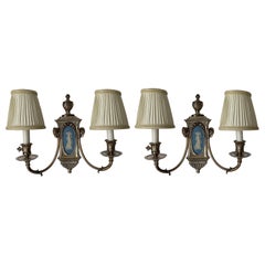 Caldwell Wedgwood Jasperware and Silver Plated Bronze Sconces