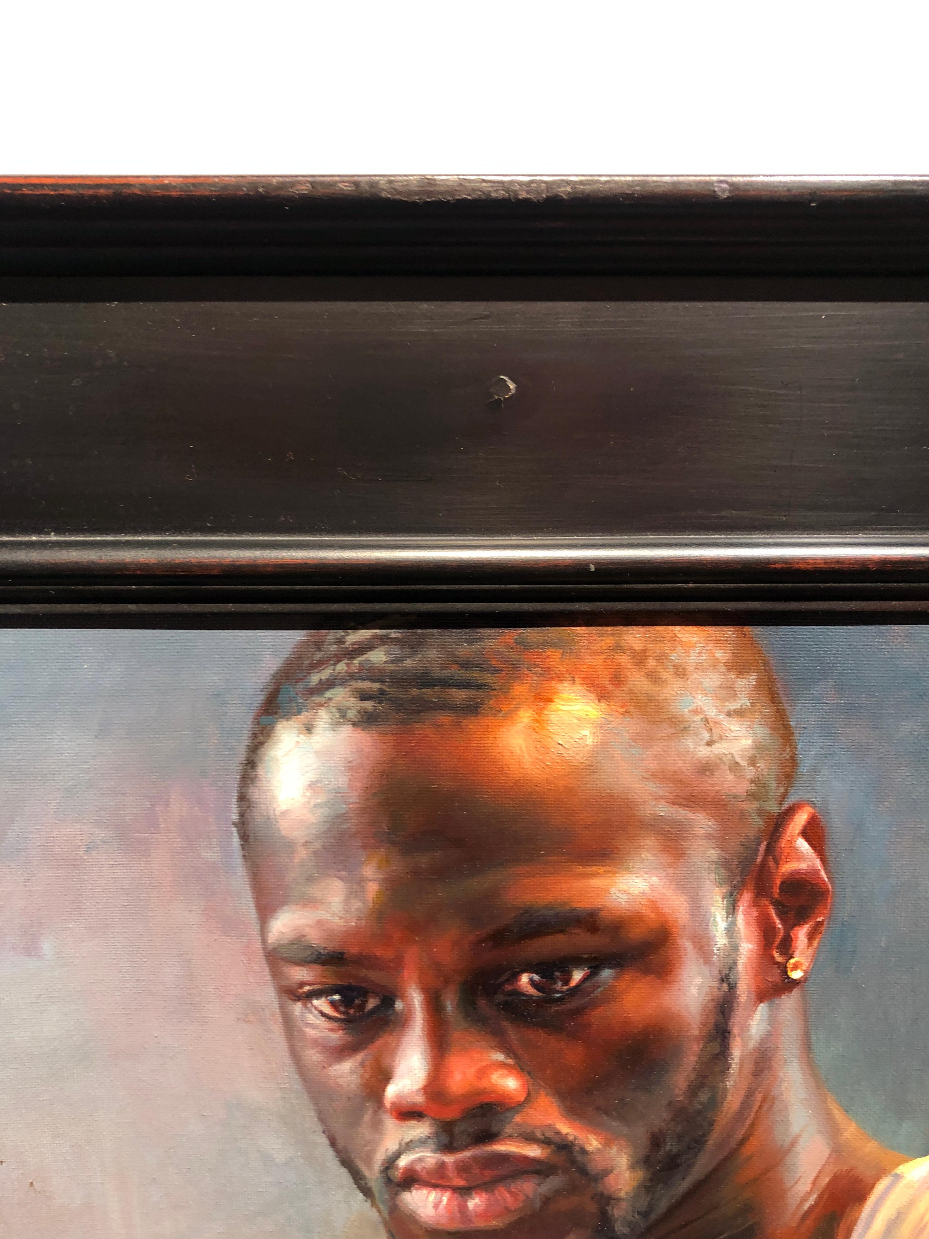 Portrait of Deontay Wilder - Original Oil Painting Portrait of Champion Fighter For Sale 3