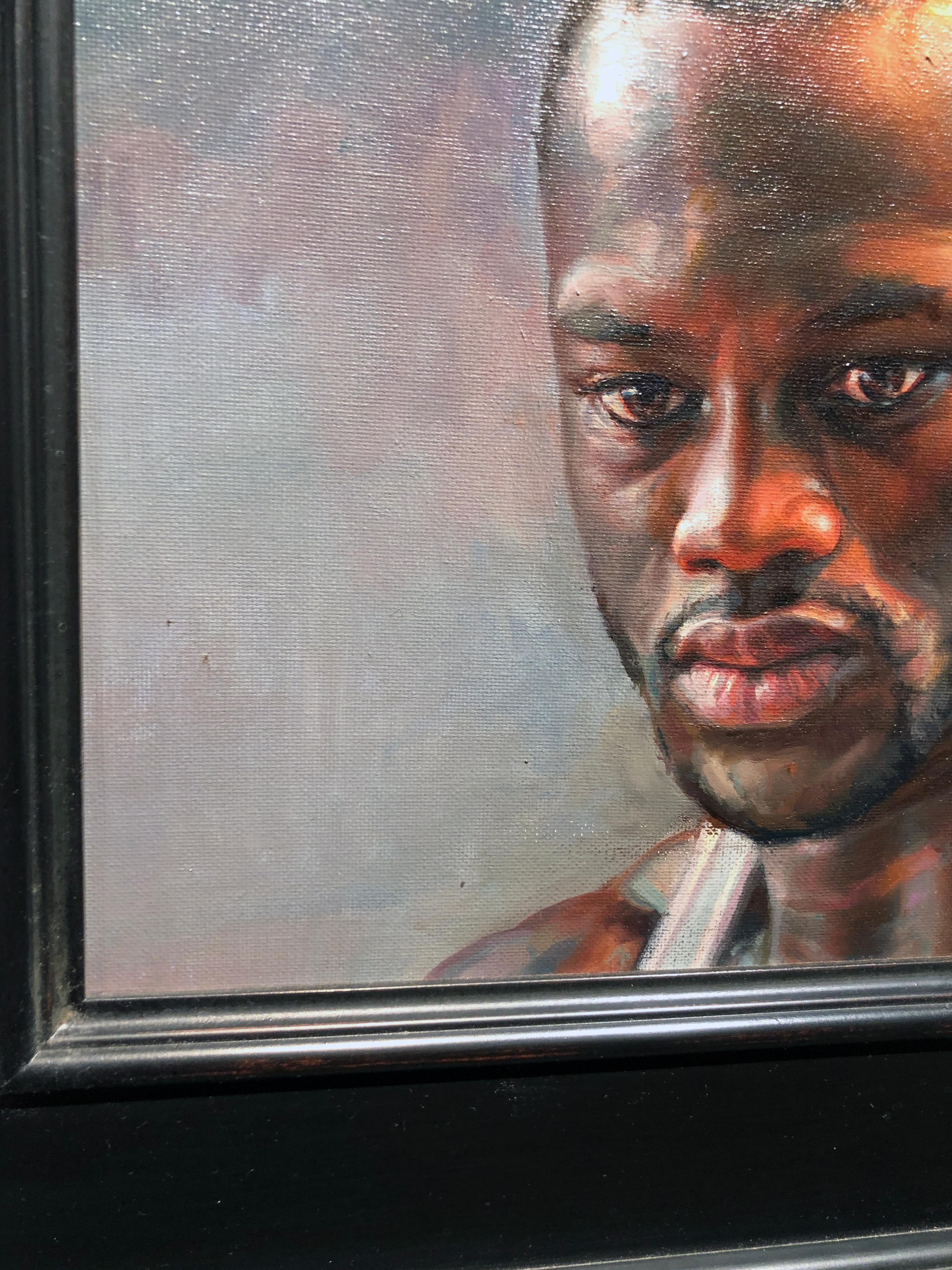 Portrait of Deontay Wilder - Original Oil Painting Portrait of Champion Fighter For Sale 1
