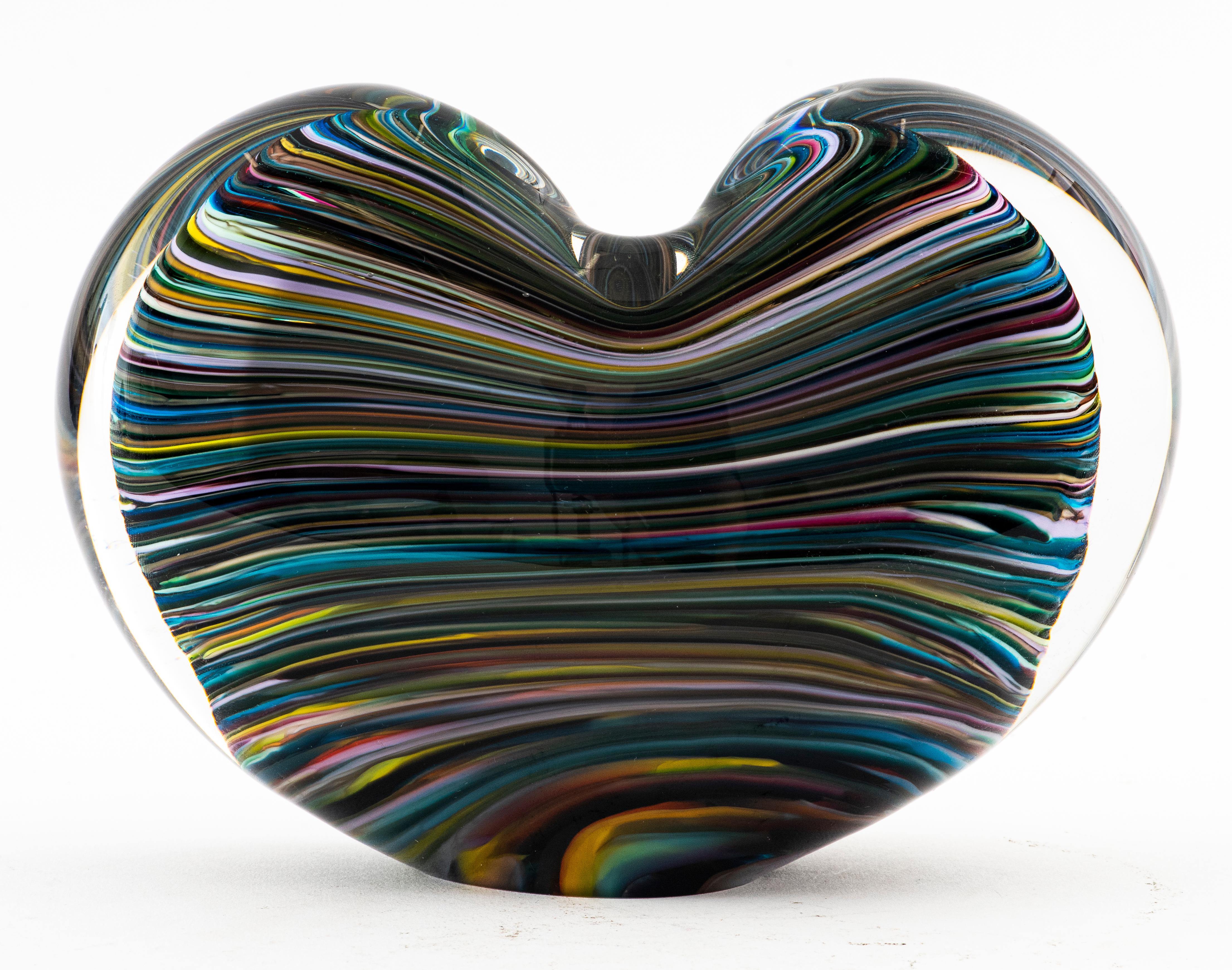 Caleb Siemon Hand-Blown Striped Heart Bud Vase In Good Condition For Sale In New York, NY
