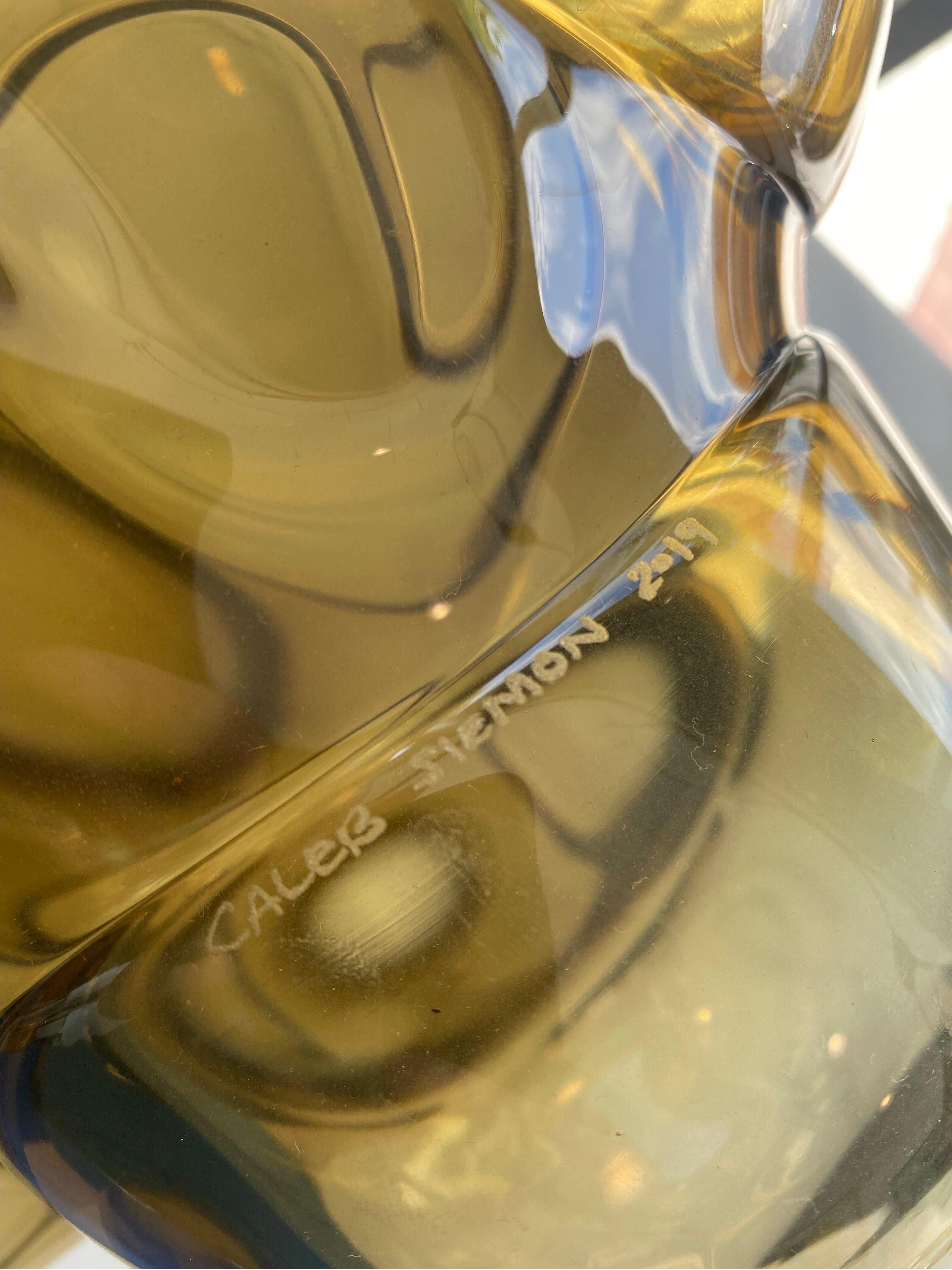 Contemporary Caleb Siemon Signed Amorphic Bubble Glass Vase