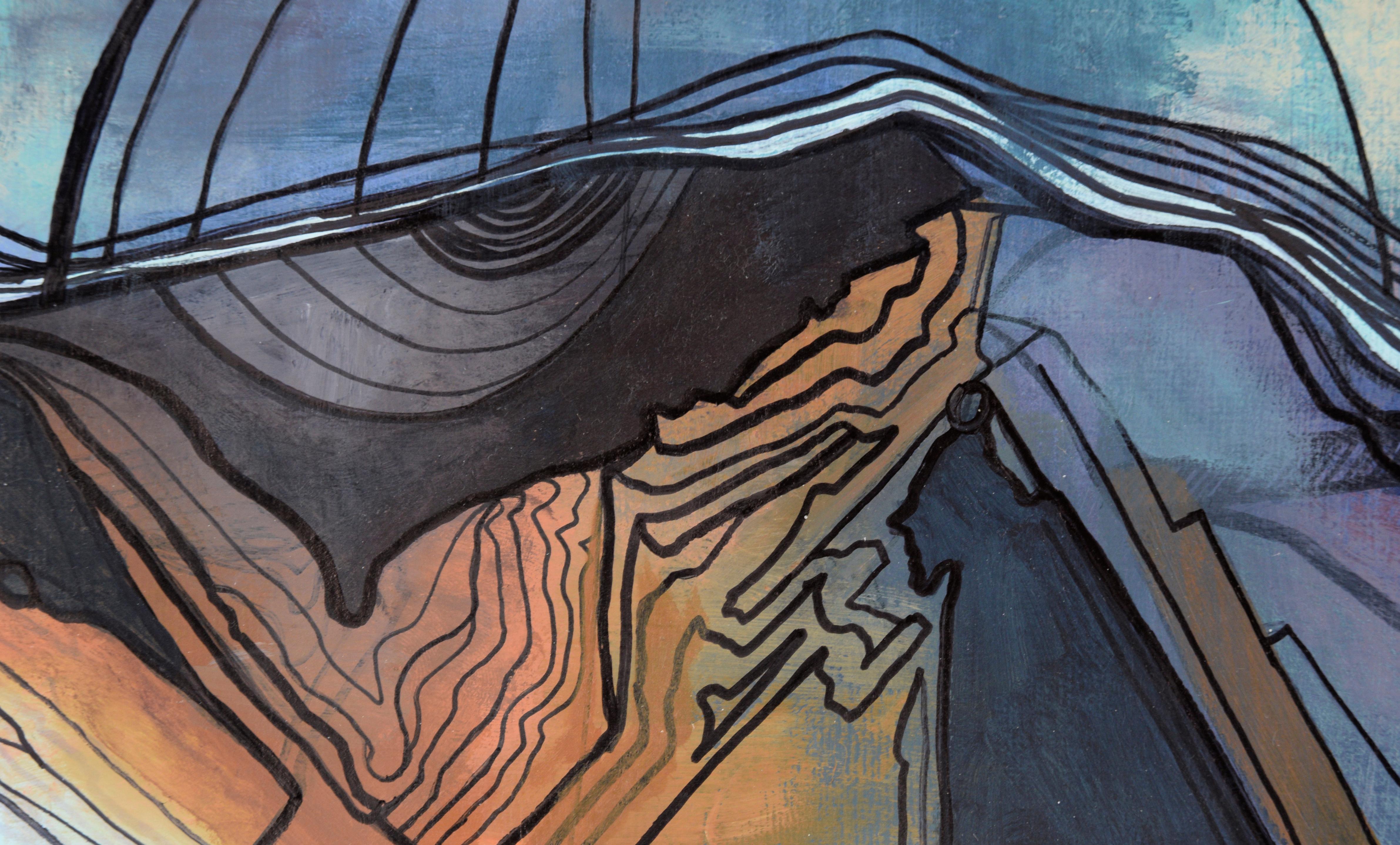 Abstracted Mountain Landscape - Gray Abstract Painting by Calee Dunlap